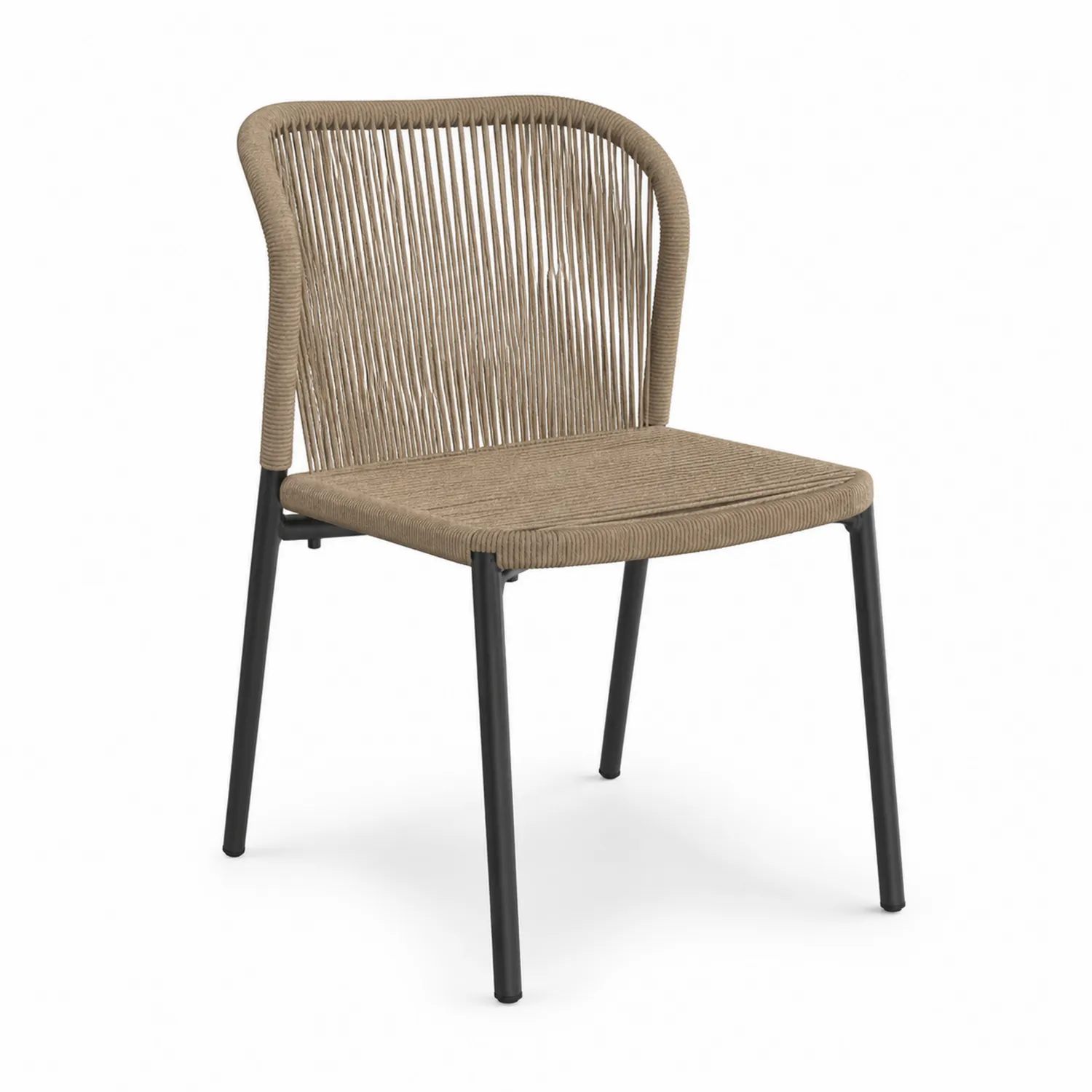 Stuhl aus Polyester-Seilgeflecht mit Metallrahmen Braun