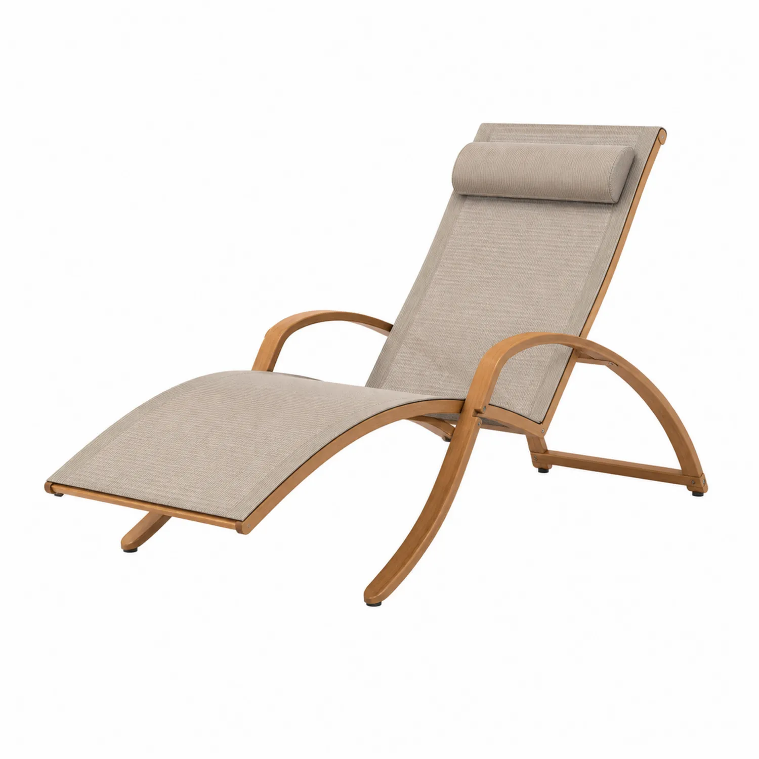 Gartenliege Holzrahmen Stoff Beige