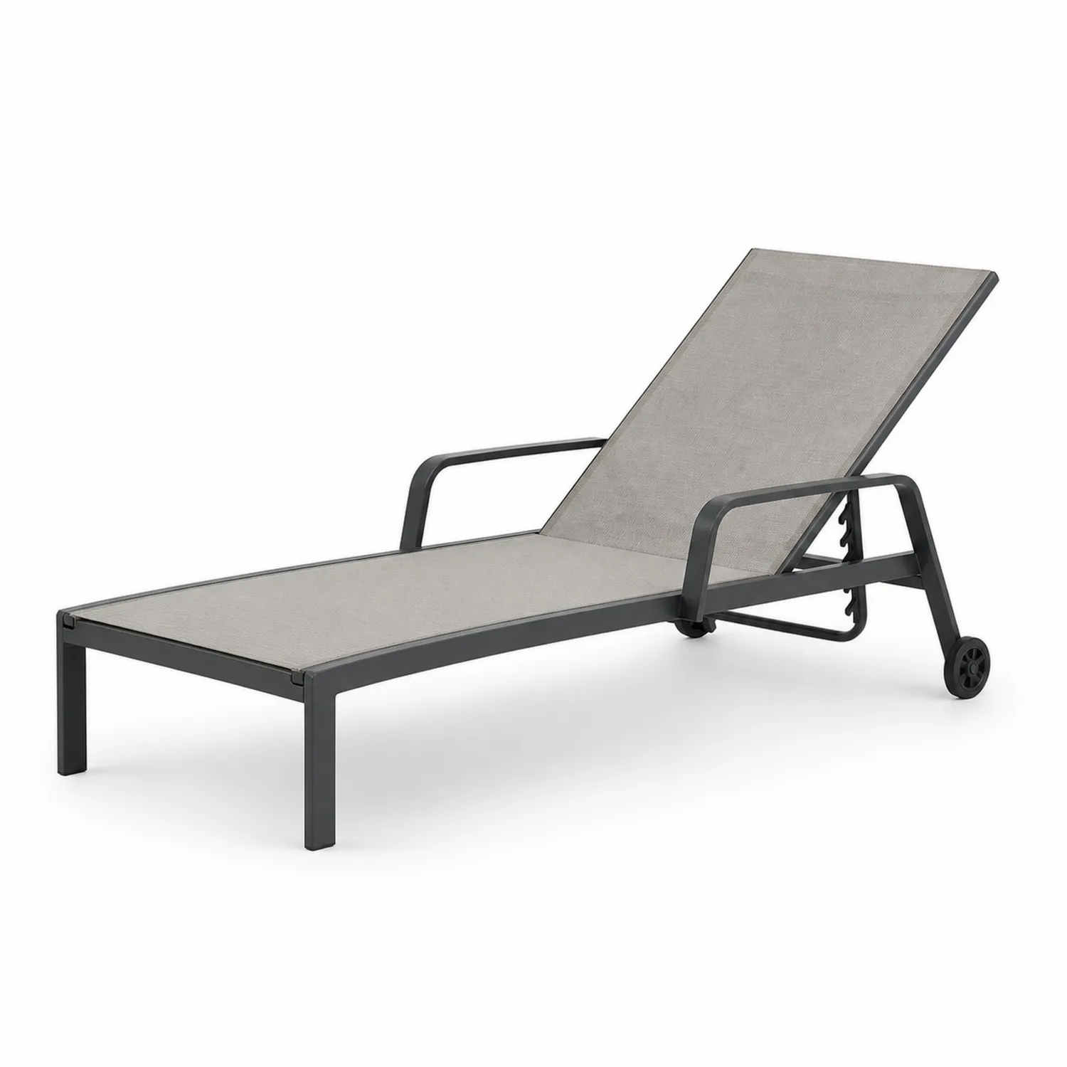 Gartenliege Aluminium Textilgewebe verstellbar mit Rädern Grau