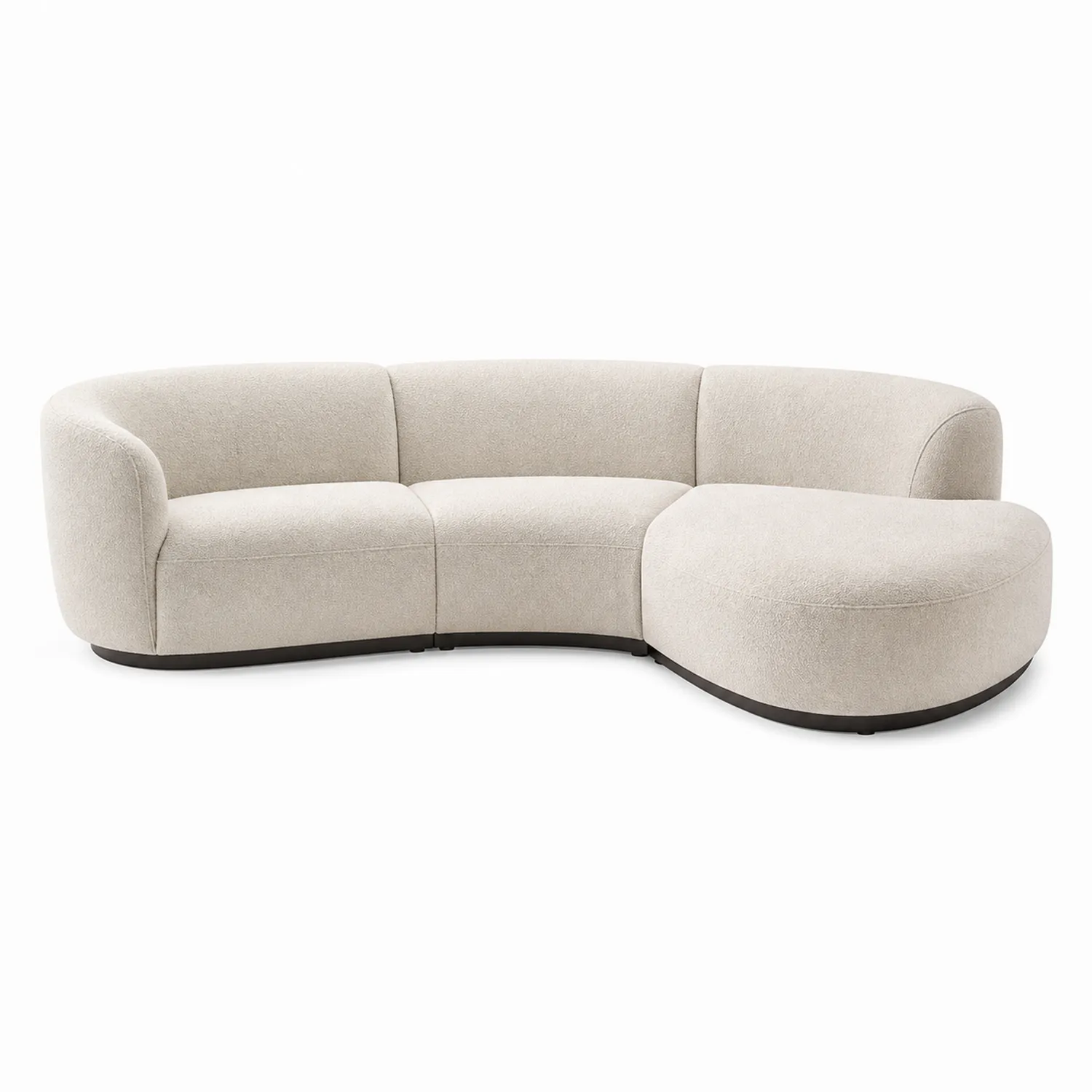 Ecksofa Kurvige Form Boucléstoff Beige 300x150 cm