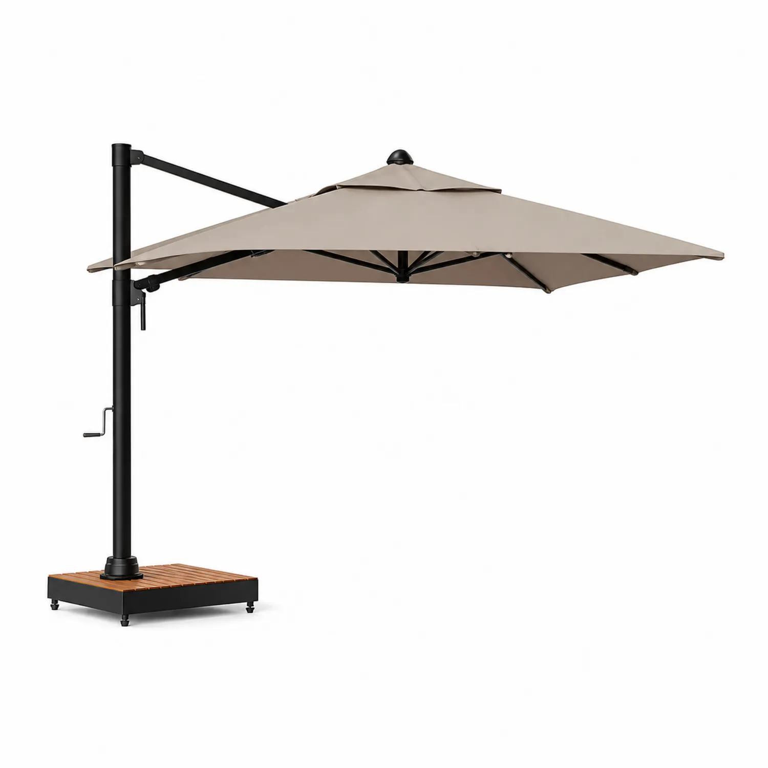 Sonnenschirm mit seitlichem Arm Quadrat 300cm Beige Polyester Aluminium Stahl