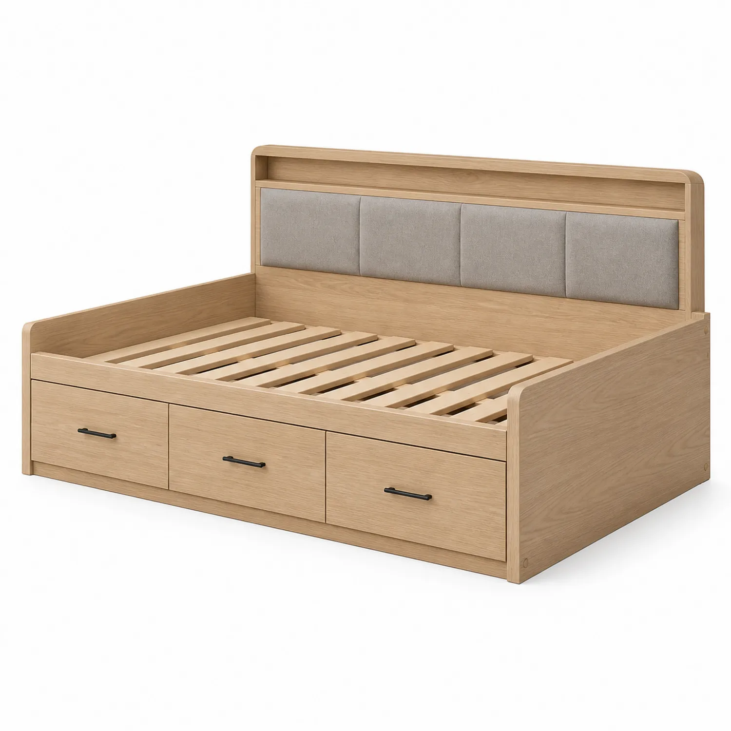 Holzbett mit Schubladen 180x200cm Eiche/Beige