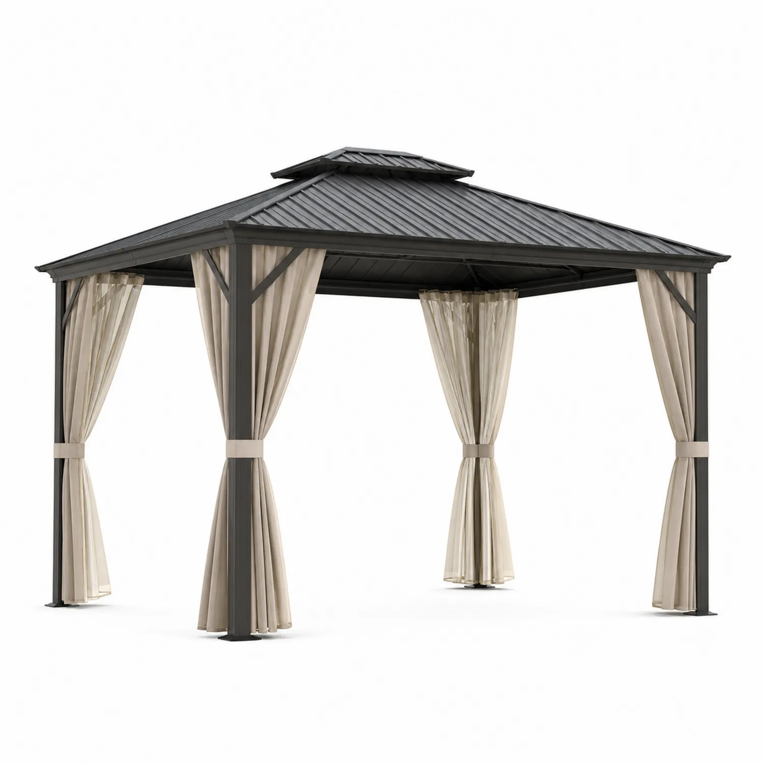 Pavillon aus Aluminium mit Vorhängen 3x4m Schwarz