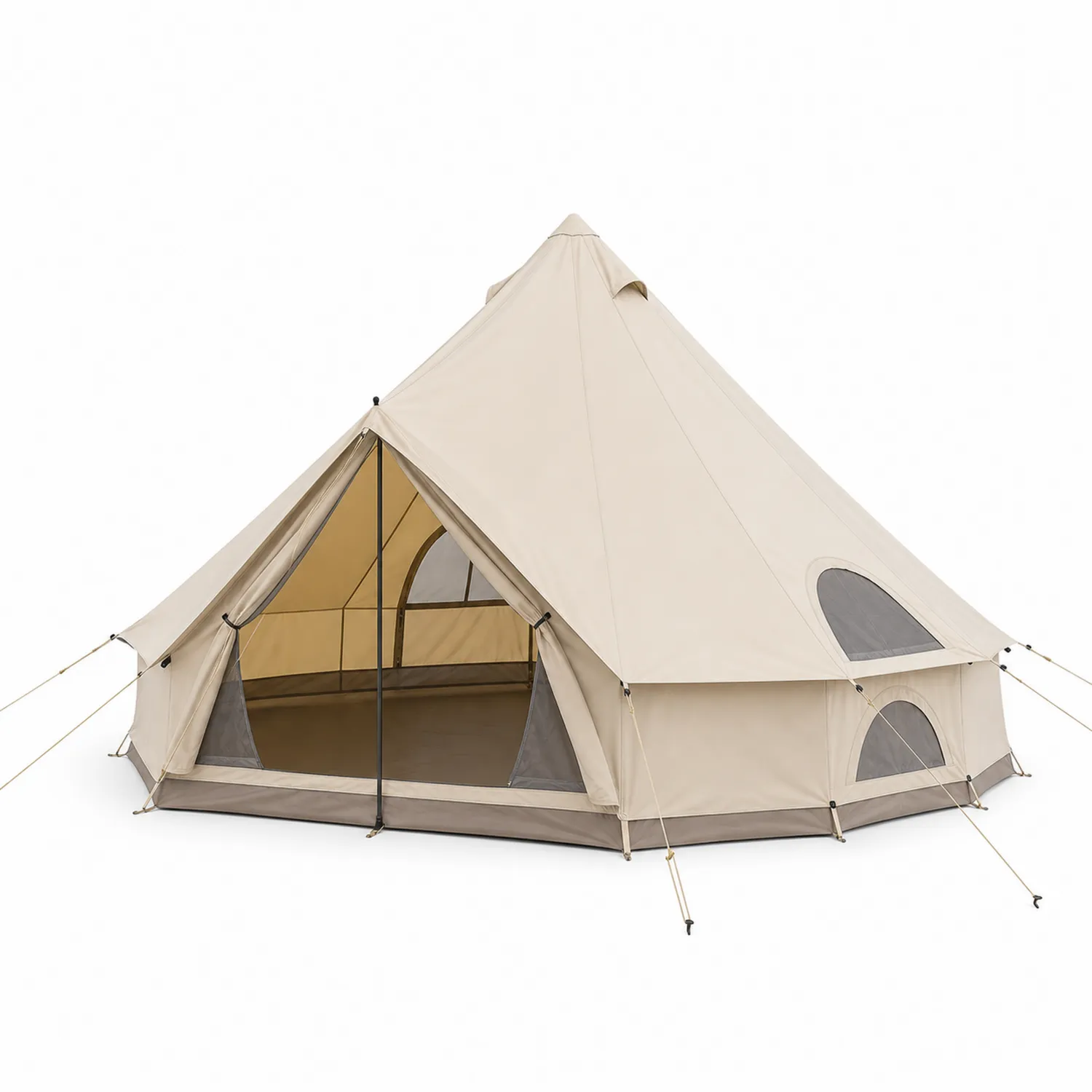 Campingzelt Sechseck 500 cm Polyester Beige
