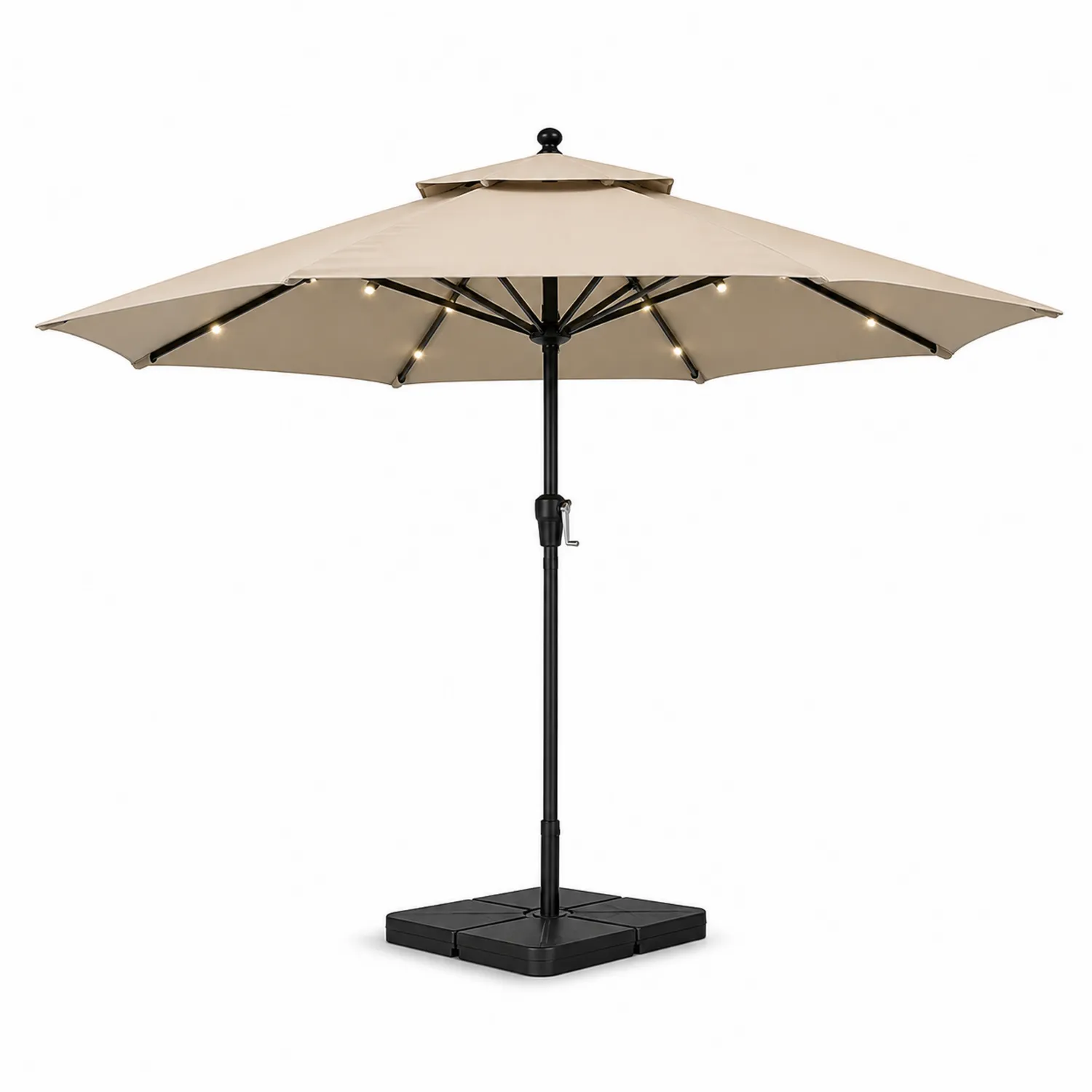 Runder Terrassenschirm 3,5m LED-Beleuchtung Aluminium Polyester