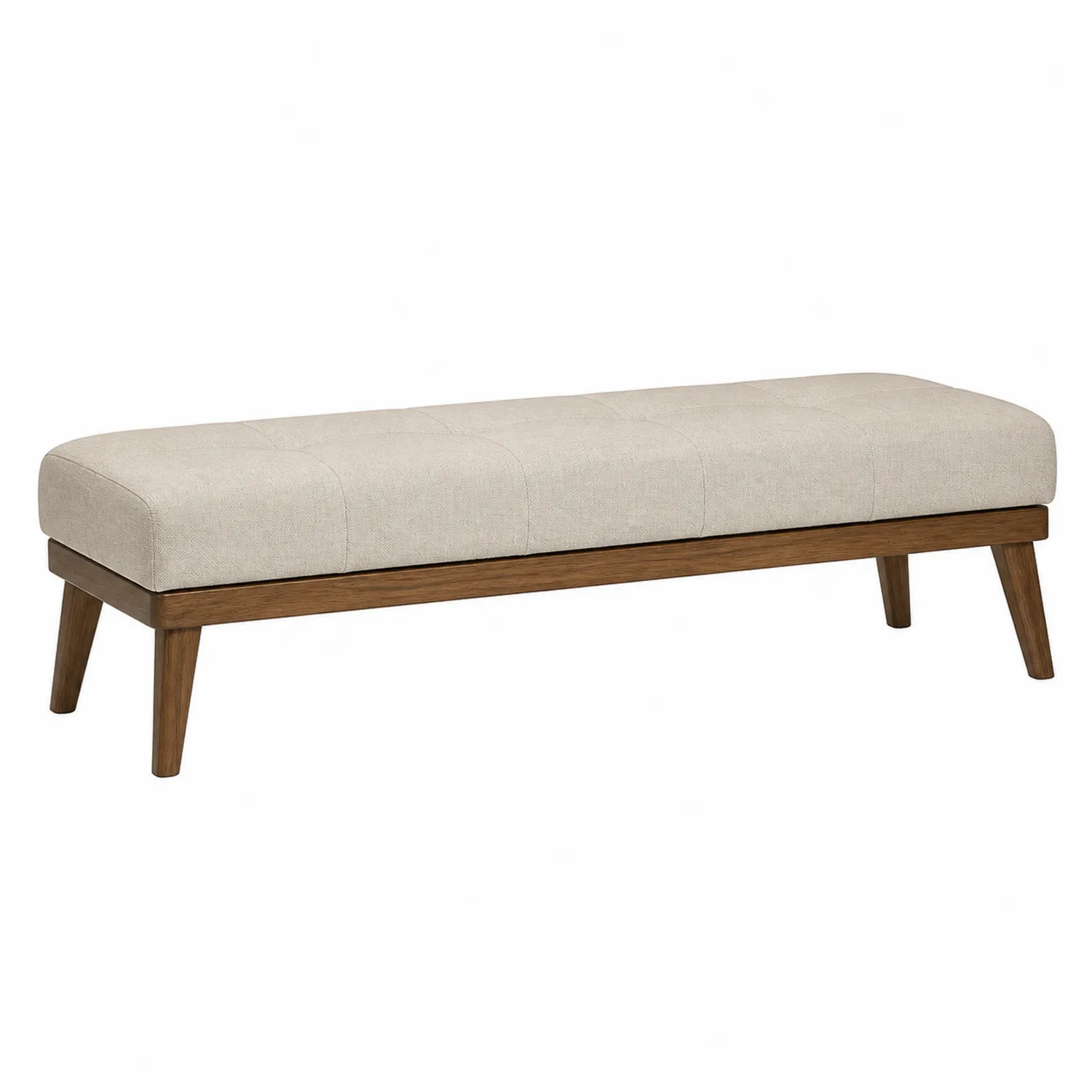 Polsterbank Leinen Holz 140x40x45 cm Beige