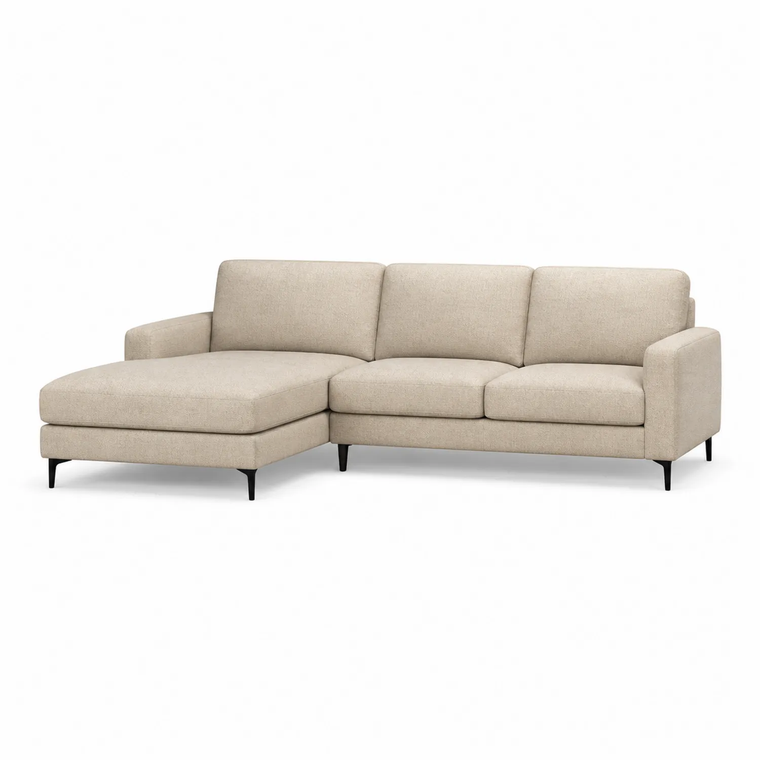 Ecksofa mit Ottomane Beige Stoff Metallbeine 250x160x85 cm