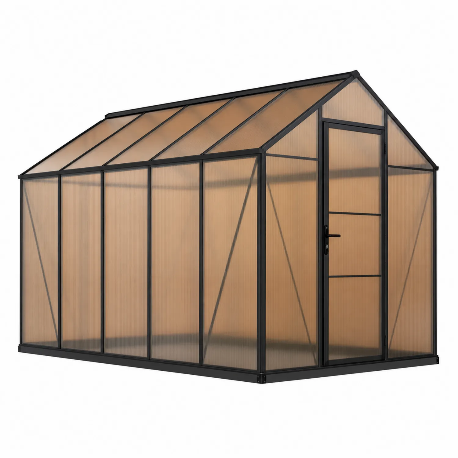 Gewächshaus Polycarbonat Aluminium Schwarz