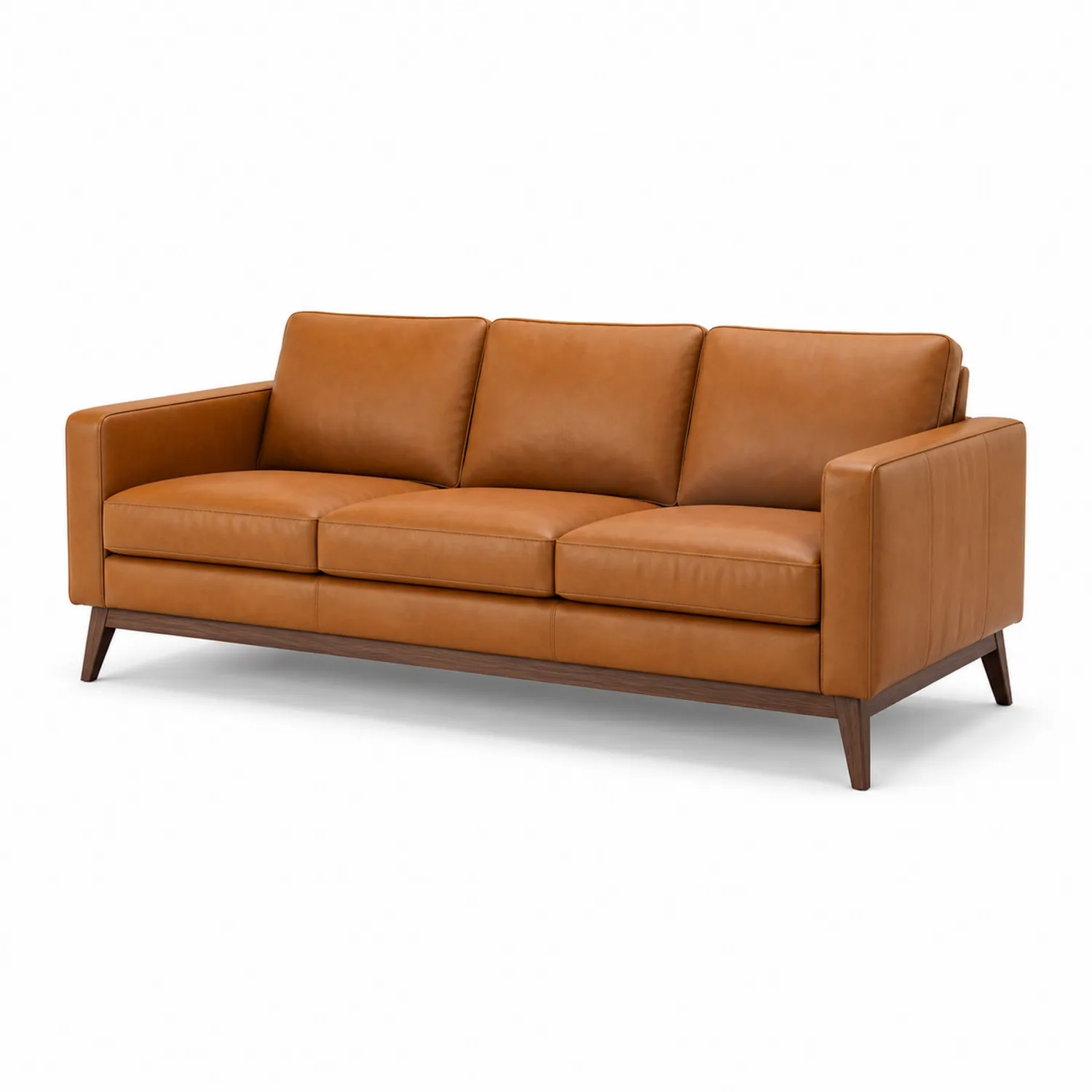 Sofa aus Echtleder Braun mit Massivholzgestell