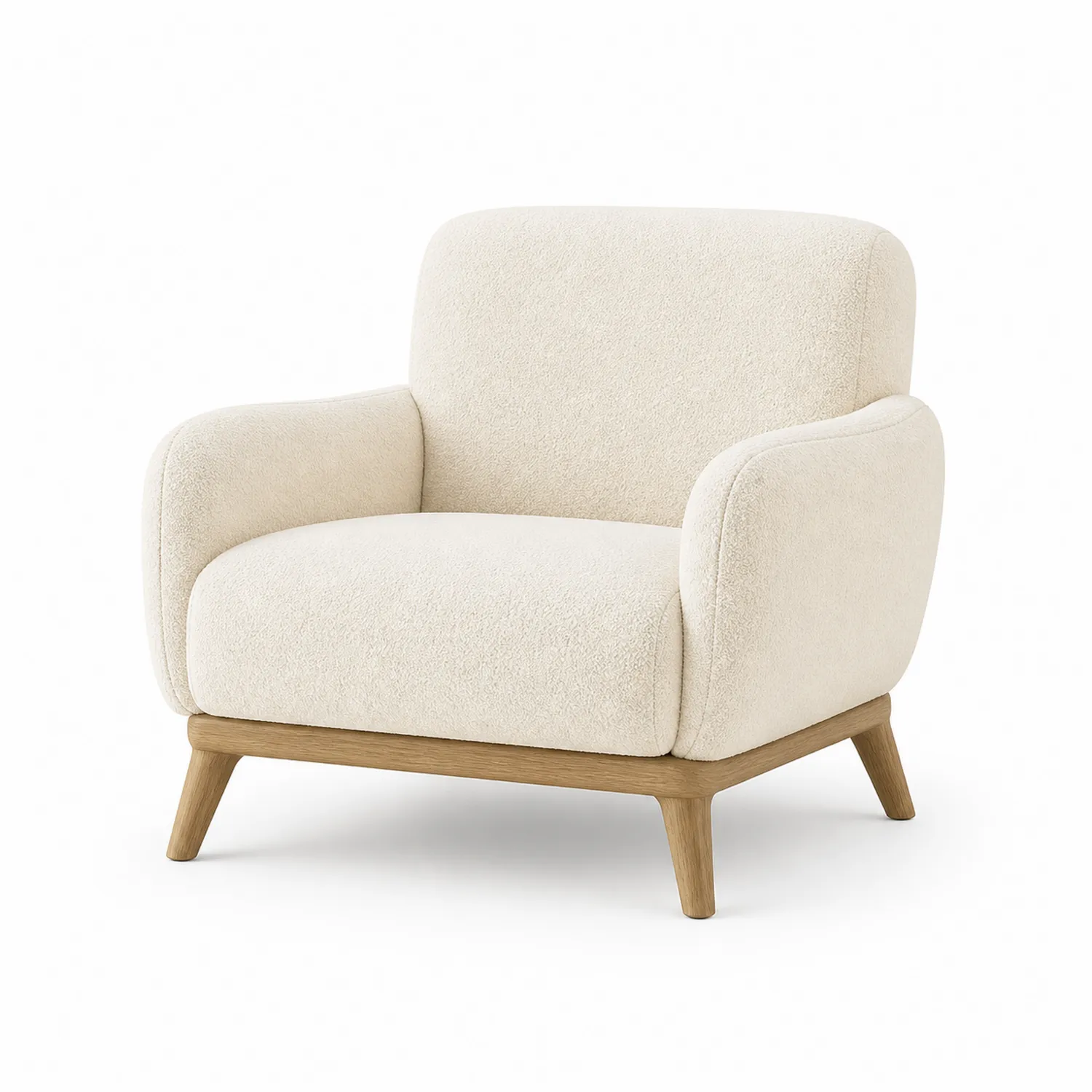 Sessel Beige Stoff mit Eichenholzrahmen 90x85x75 cm