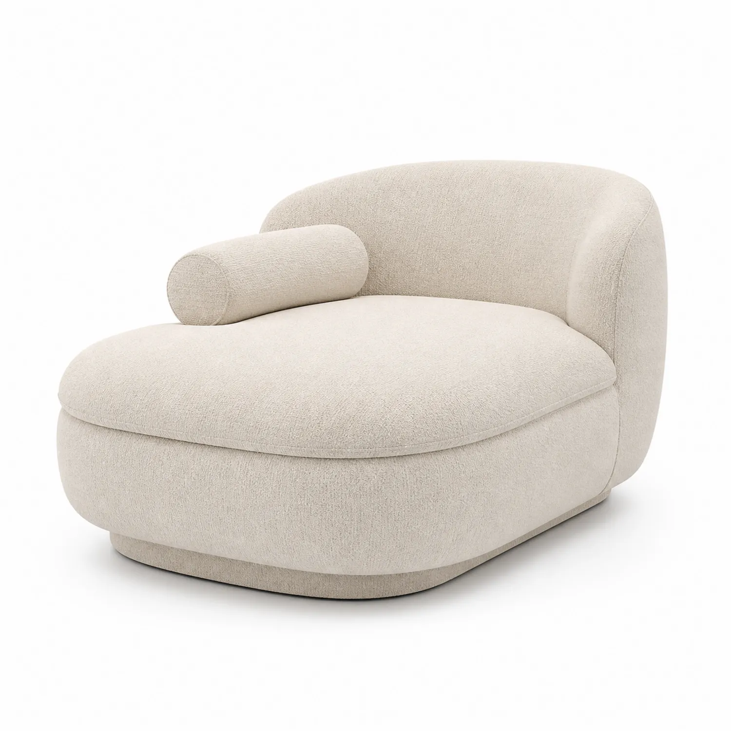 Chaise Longue Beige Stoff