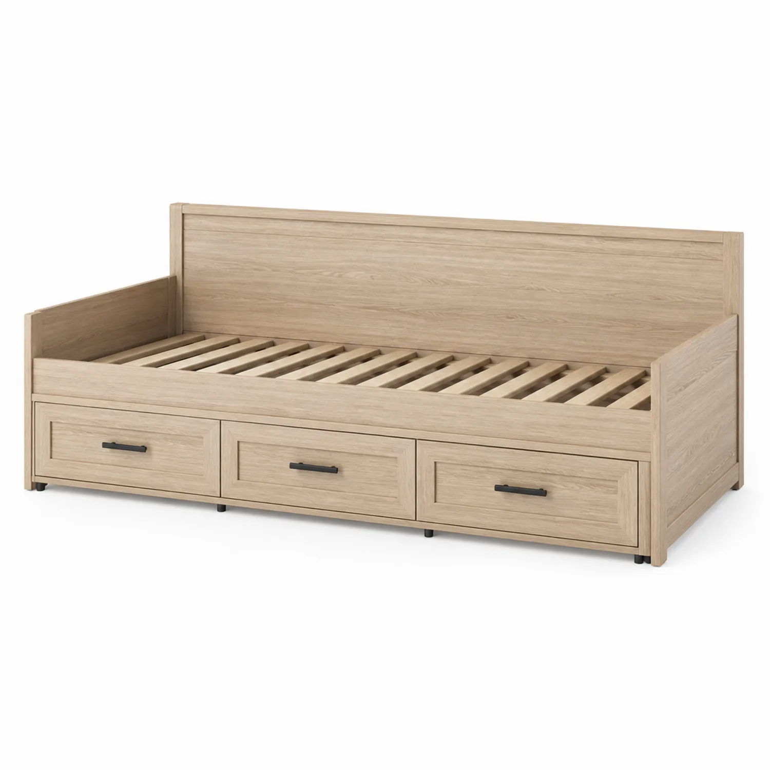 Holzbett mit Schubladen 200x90cm Natur