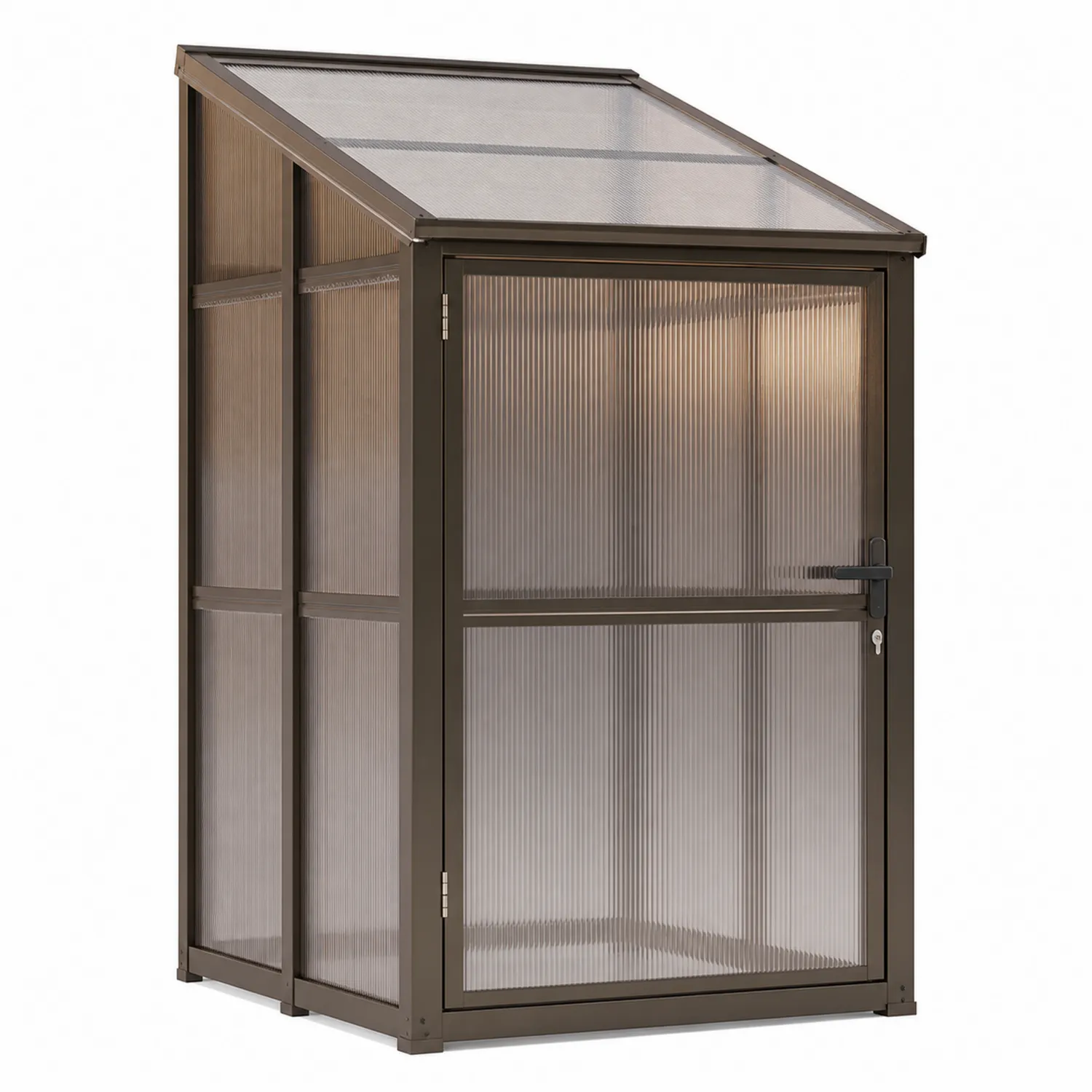 Gewächshaus aus Polycarbonat und Aluminium Braun