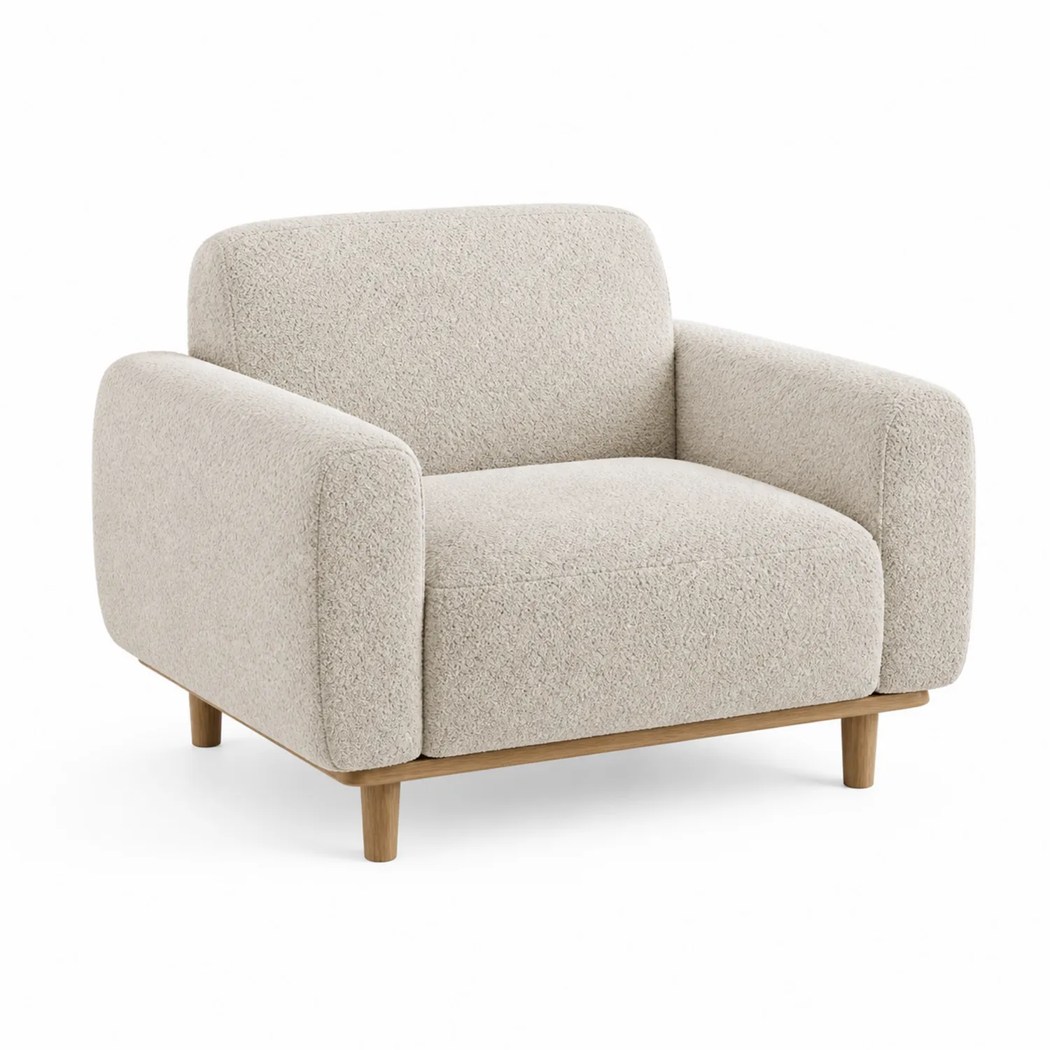 Polstersessel Beige Bouclé Holz