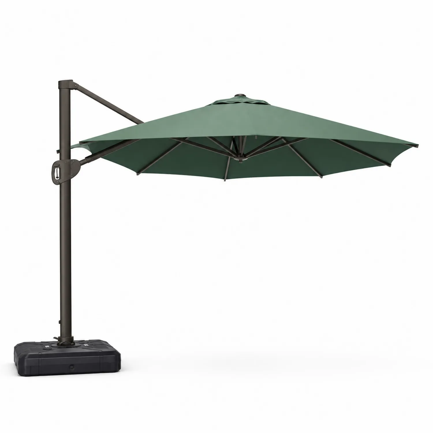 Runder Seitenarm-Gartenschirm Aluminium 3m Dunkelgrün