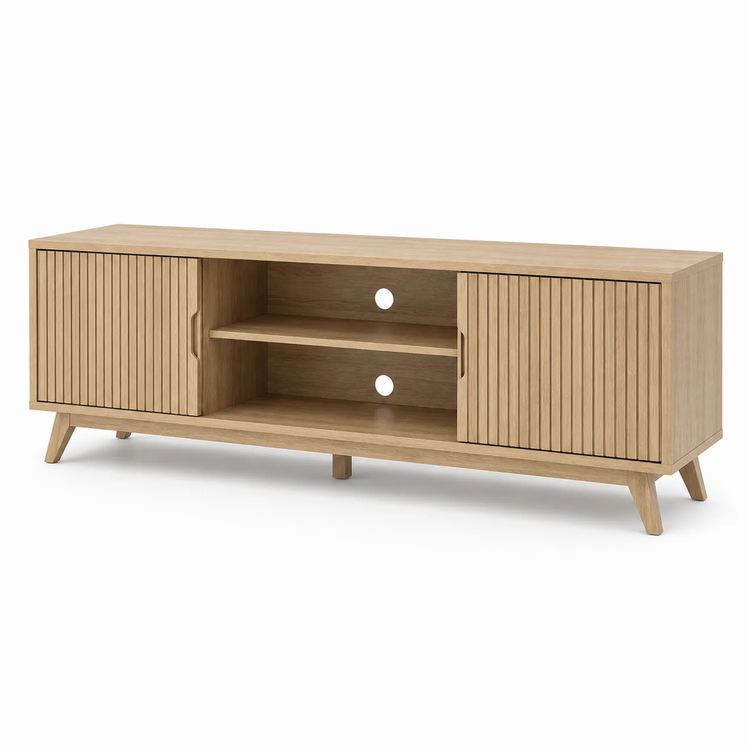 Fernsehschrank aus Eichenholz mit Lamellentüren
