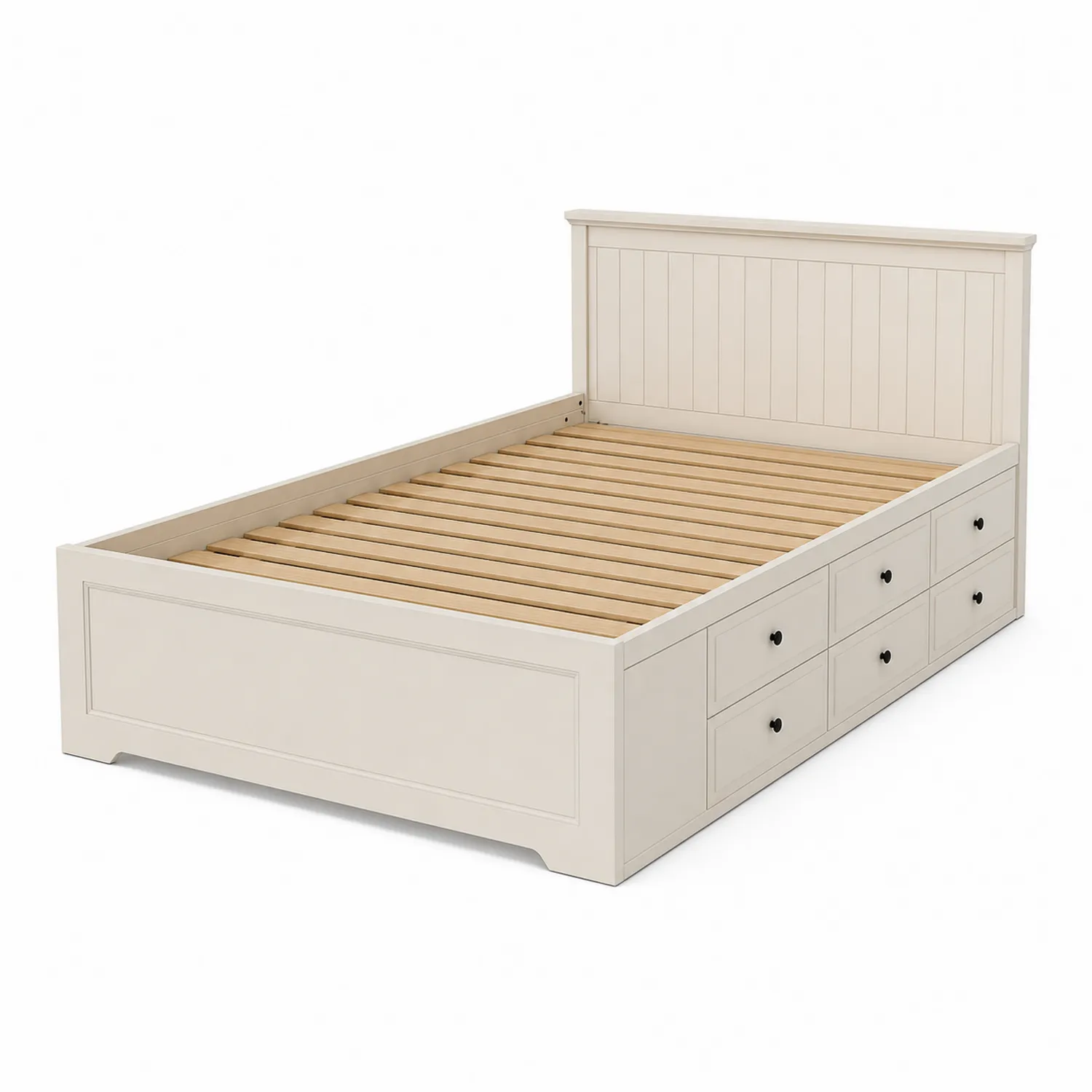 Holzbett mit Stauraum und Schubladen 200x140 cm Weiß