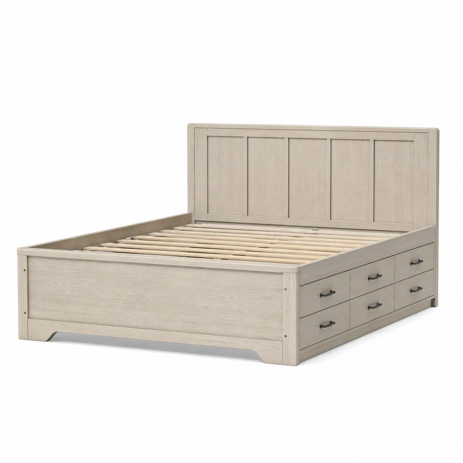 Beiges Holzbett mit Schubladen 200x160 cm
