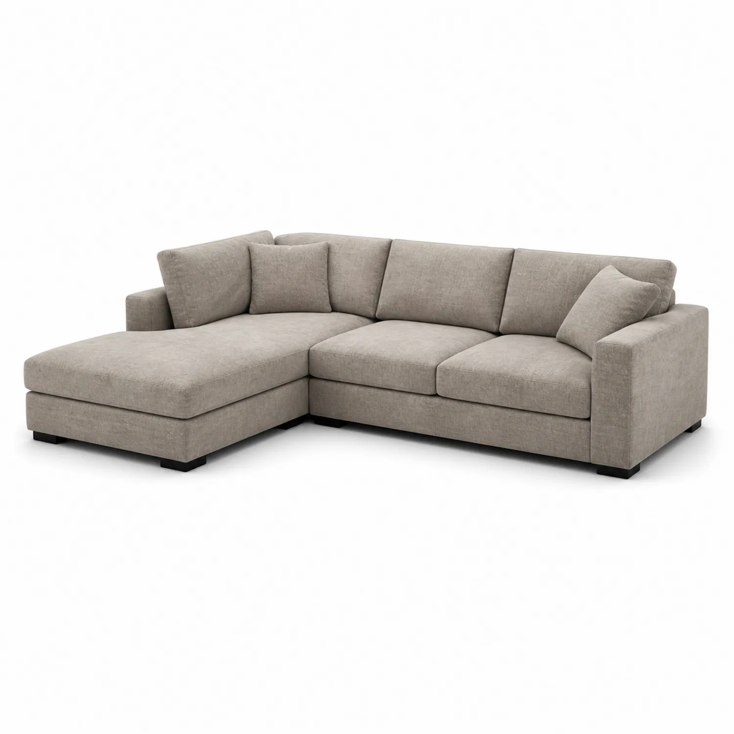 Ecksofa L-Form Stoff Polyester Beige