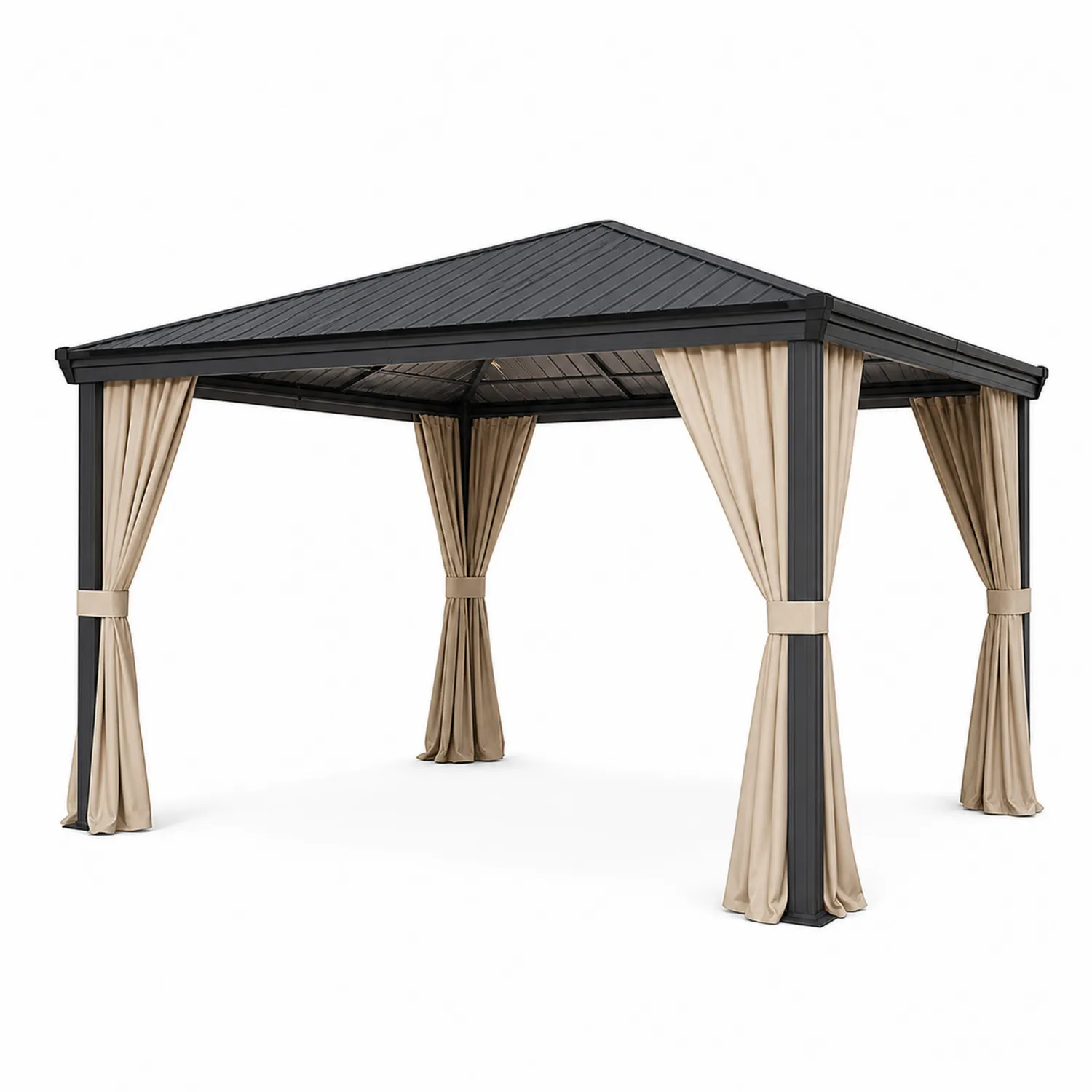 Pavillon mit Aluminiumrahmen und Stahldach 400x300x250 cm Beige/Schwarz