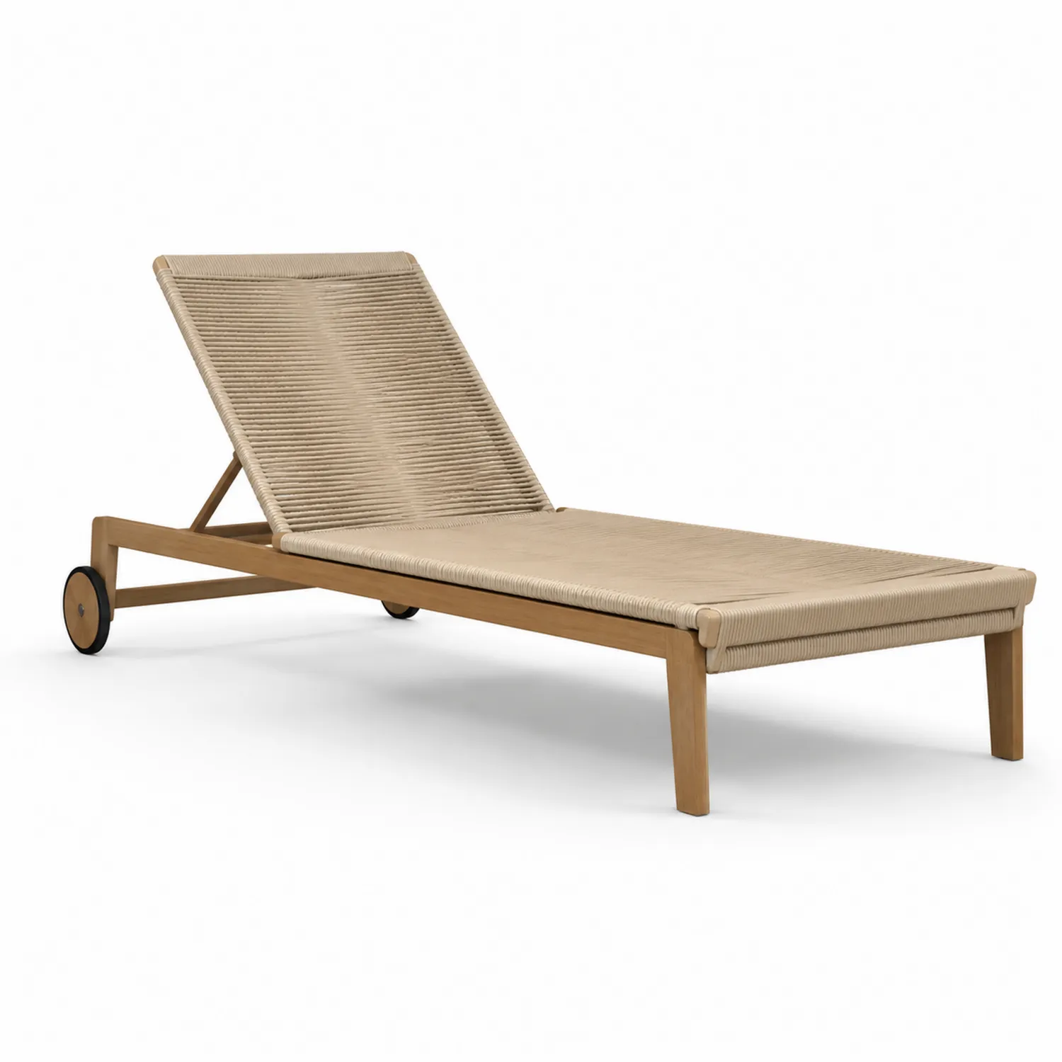 Sonnenliege aus Teakholz und Polyrattan Beige 200x65x35cm