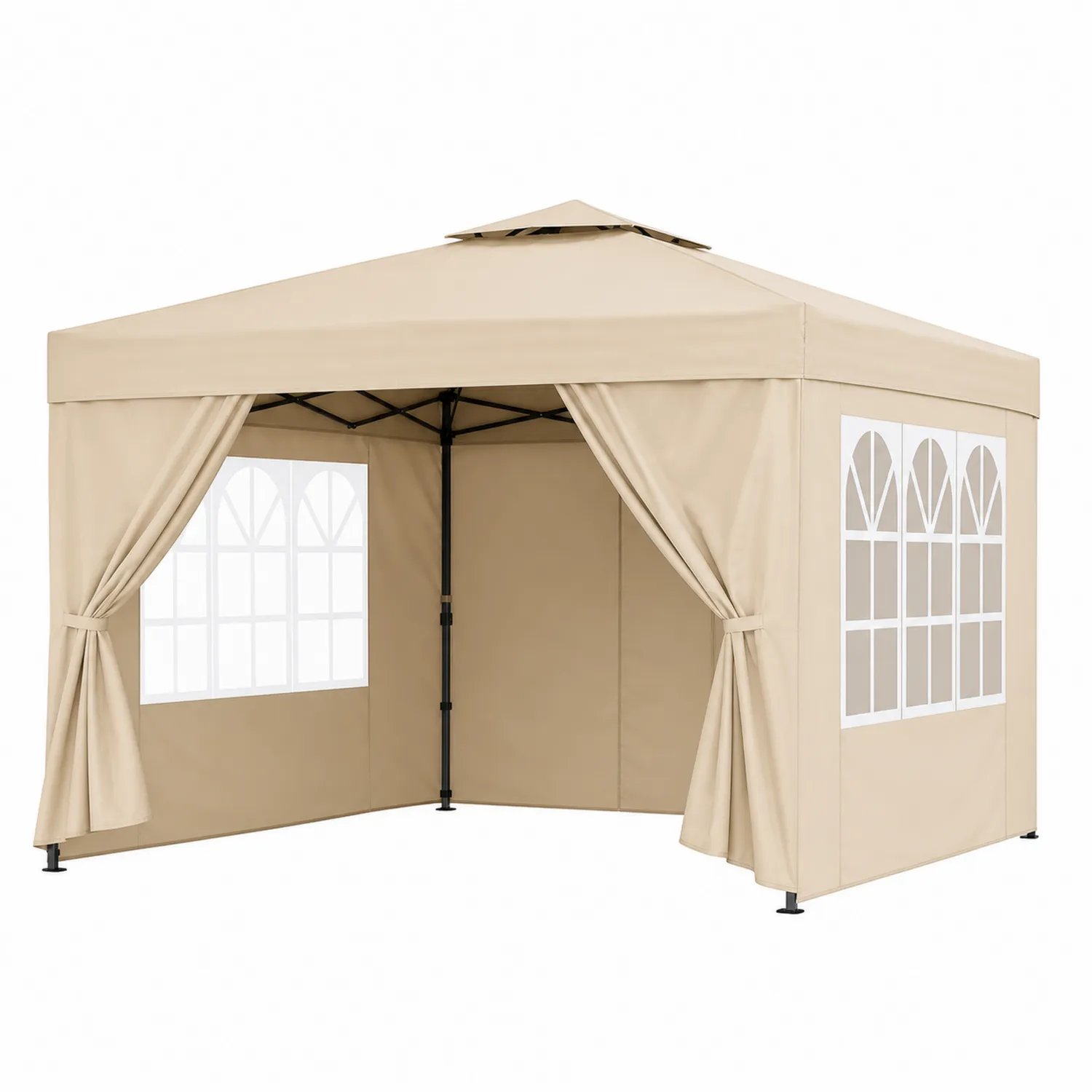 Pavillon Zelt 3x3m Beige Stahl Polyester