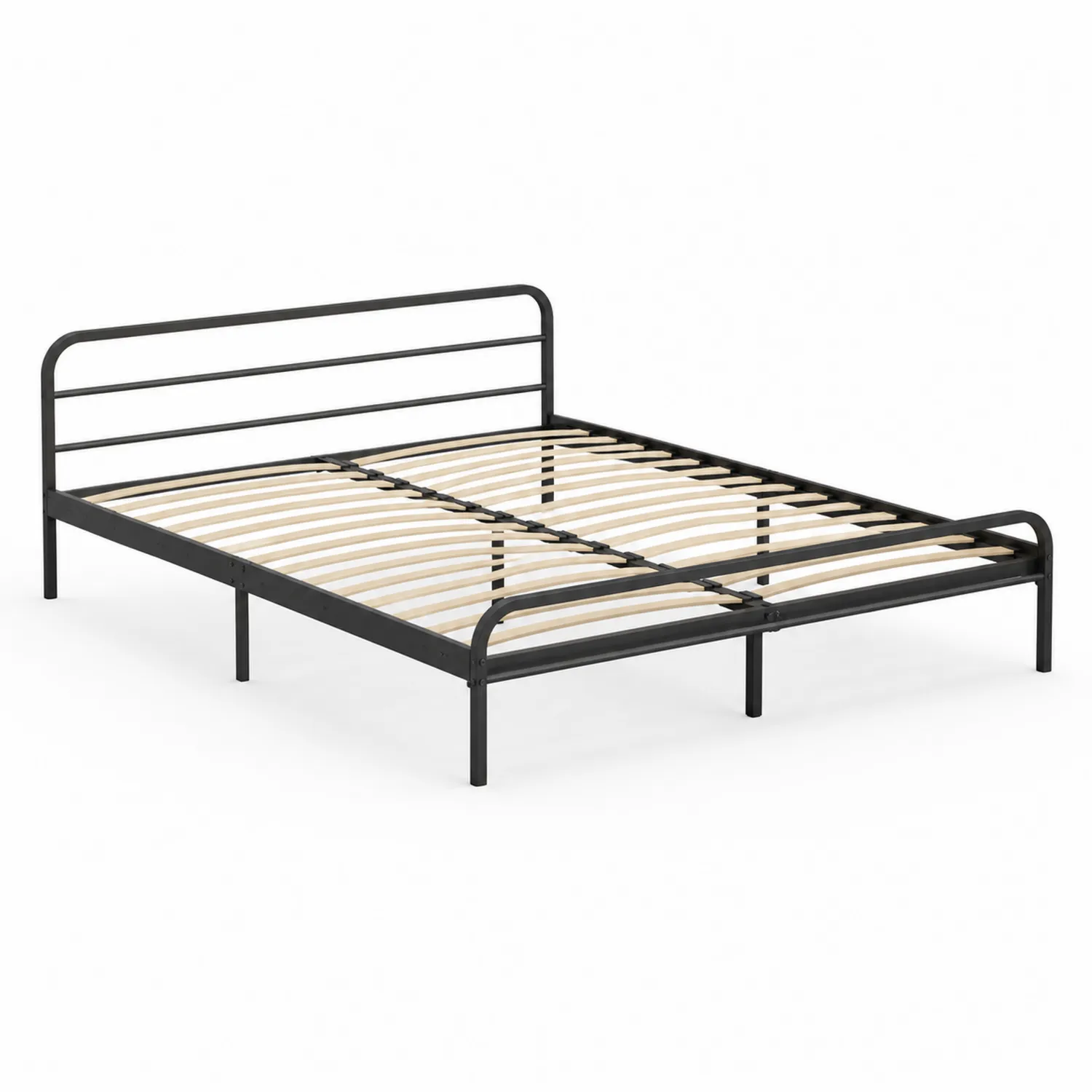 Metallbett 200x160cm Schwarz mit Schichtholz-Lattenrost
