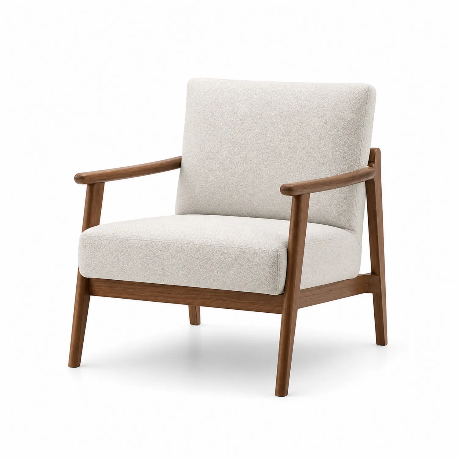 Sessel Holzrahmen mit Stoffpolster Beige 75 cm