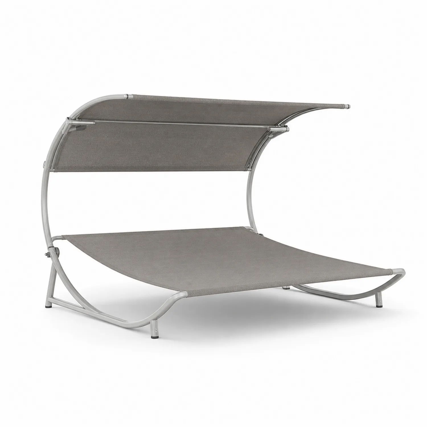 Gartenliege mit Baldachin aus Aluminium und Textilene, Grau