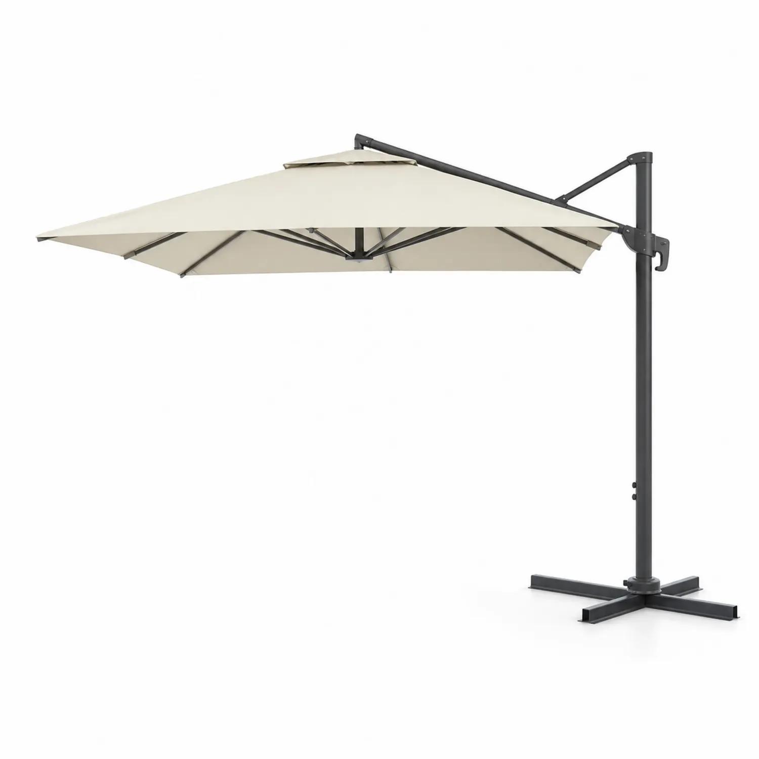 Stahlseitenarm Sonnenschirm 3x3m Beige Polyester
