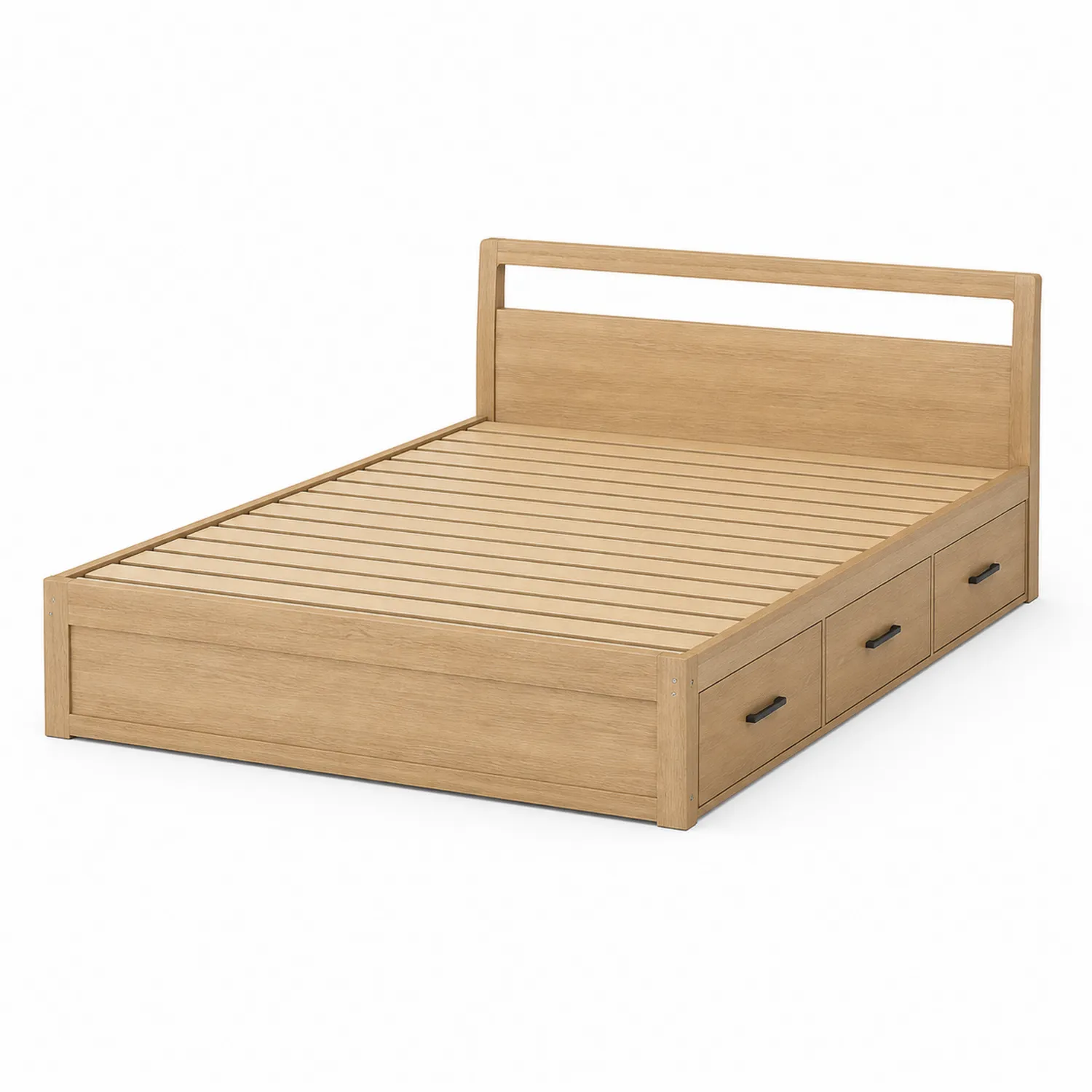 Doppelbett mit Schubladen Eiche Massivholz 200x160cm Natur