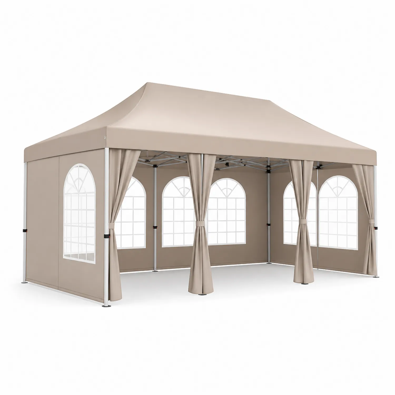 Faltpavillon 3x6m Beige Aluminium Polyester