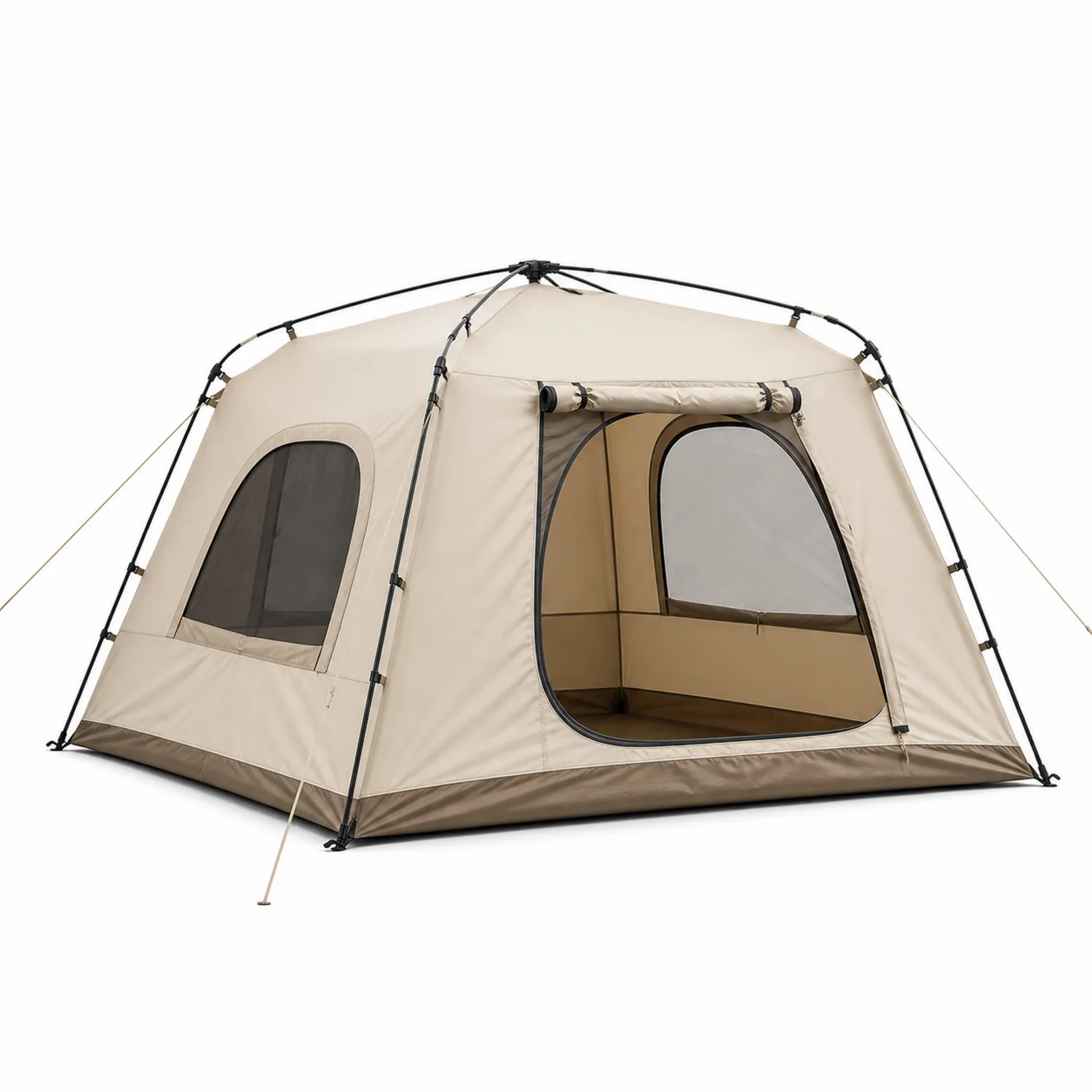 4-Personen Zelt 210T Polyester Stahl Beige 240x200x150cm