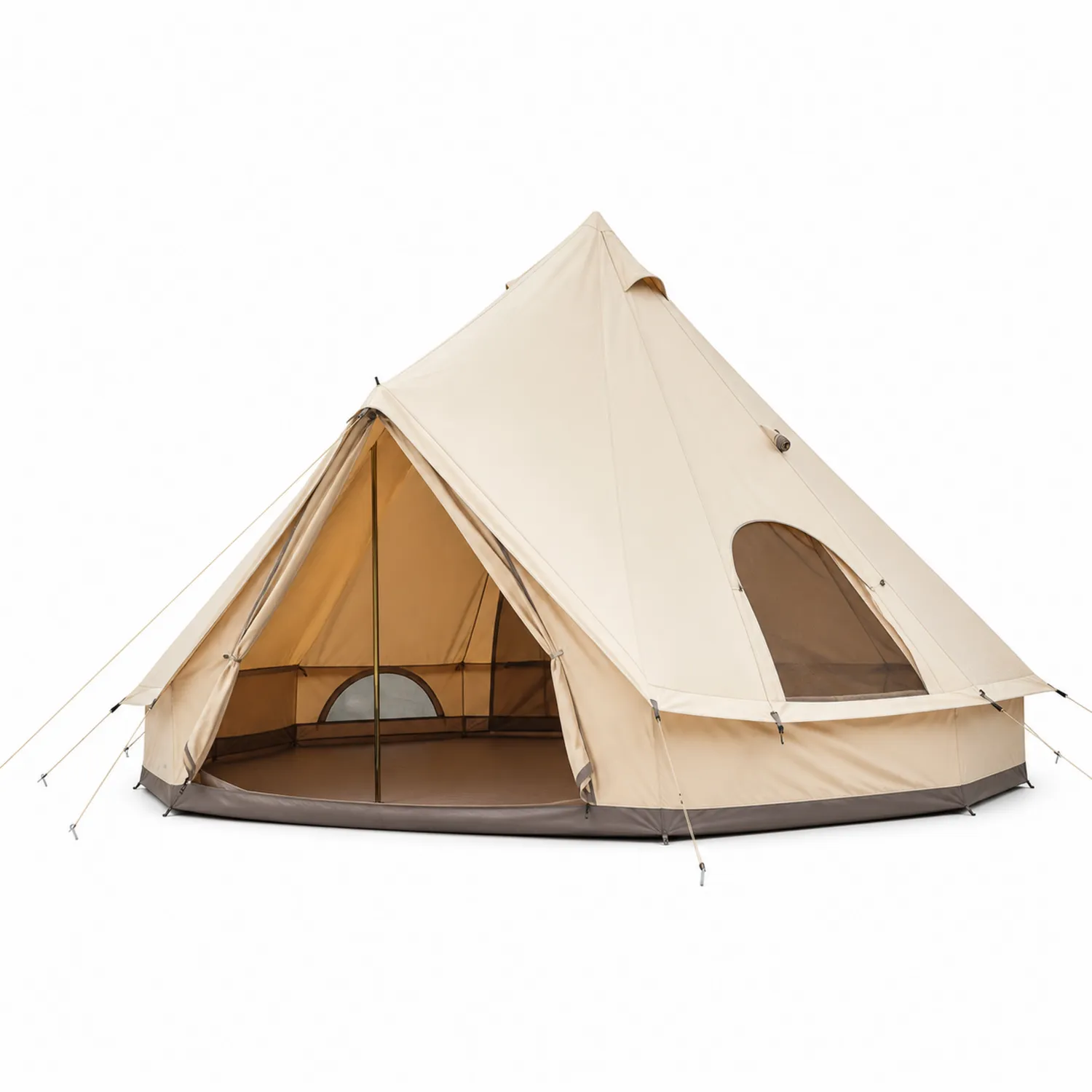 Camping Zelt Pyramidenform Baumwolle Beige