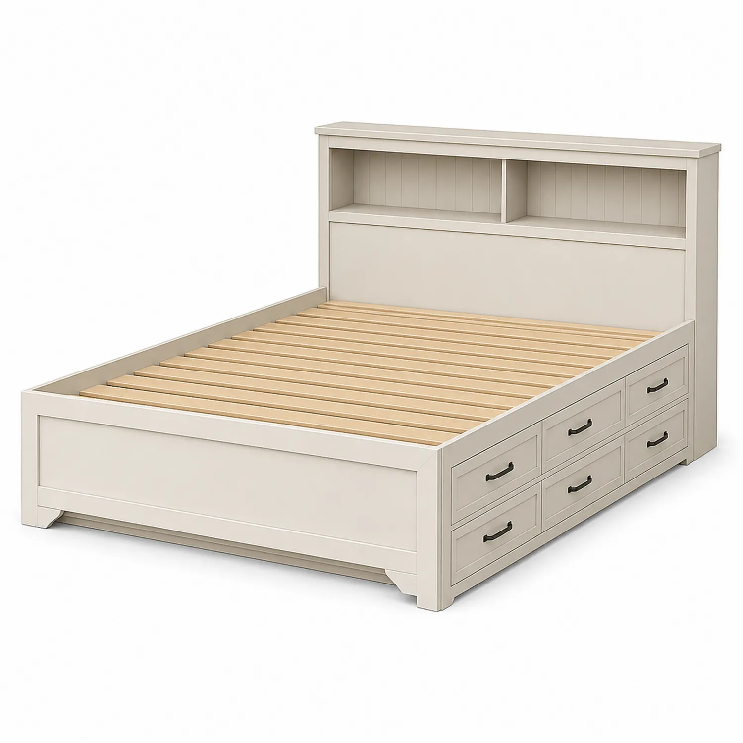 Holz Bett mit Schubladen und Regal 200x160 cm