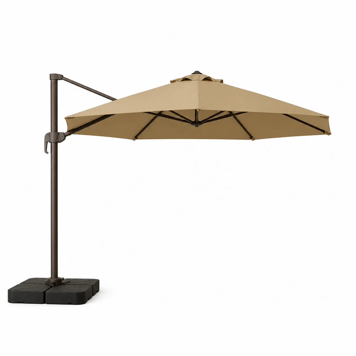 Achteckiger Sonnenschirm mit Seitenarm 300cm Beige Aluminium Polyester