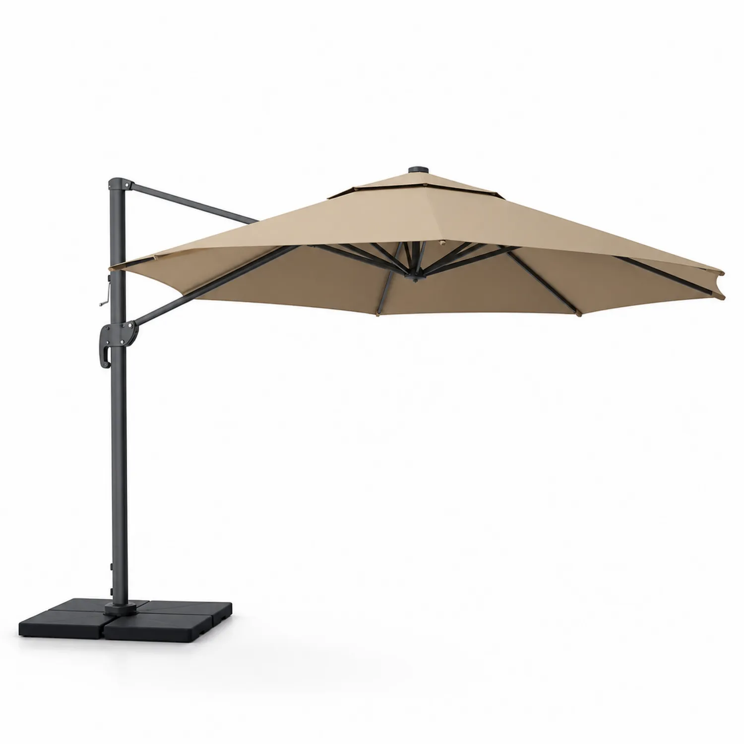 Runder Ampelschirm Ø300 cm Beige Polyester Stahlgestell