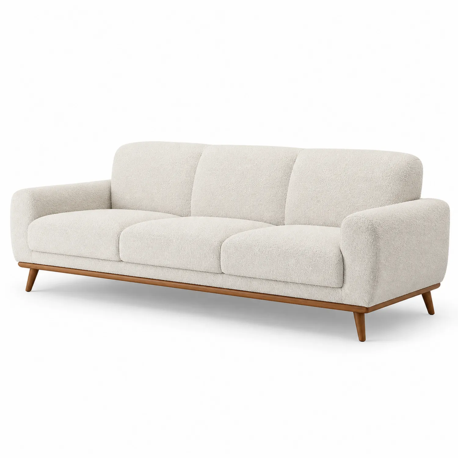 Dreisitzer Sofa aus Polyester mit Holzrahmen Creme