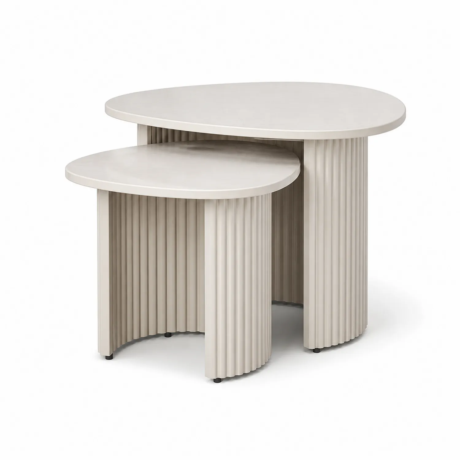 Nesting Beistelltisch Set Oval 2-teilig Beige Holzwerkstoff