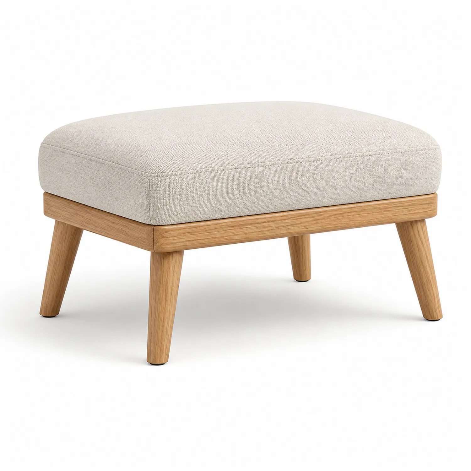 Hocker mit Baumwollbezug und Eichenholzrahmen 60x40x40cm Creme