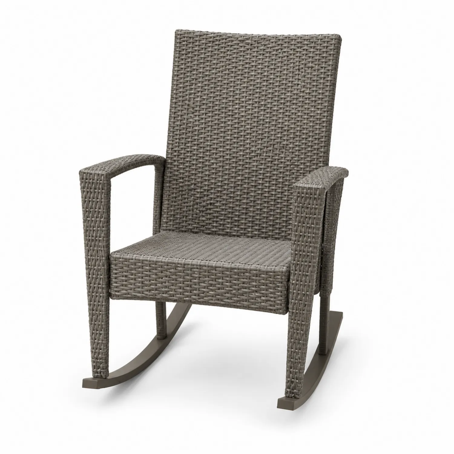 Grau Schaukelstuhl aus Polyethylen-Rattan und Stahlrahmen