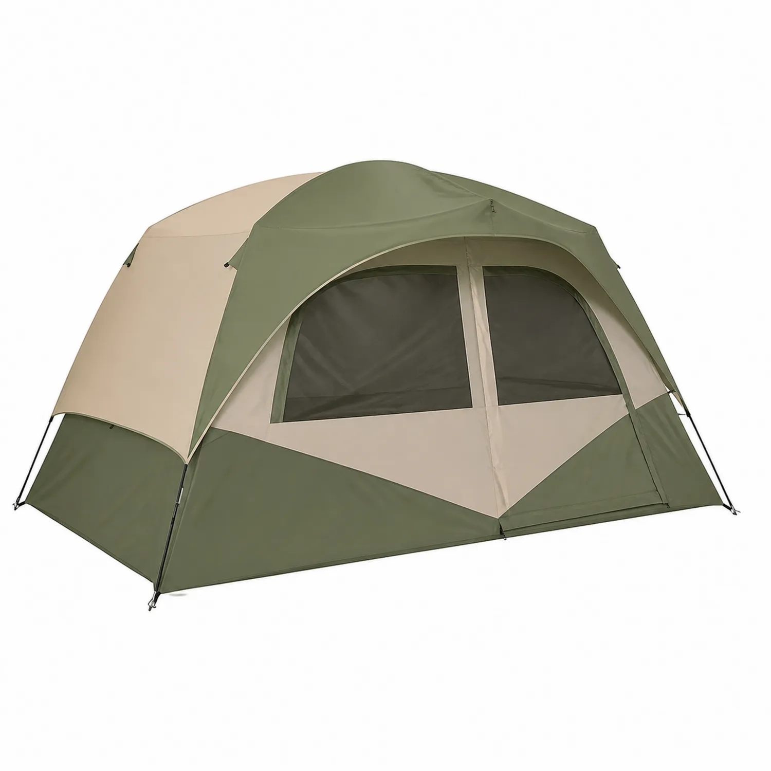 6-Personen Zelt aus Polyester 300x250x180cm Oliv/Beige