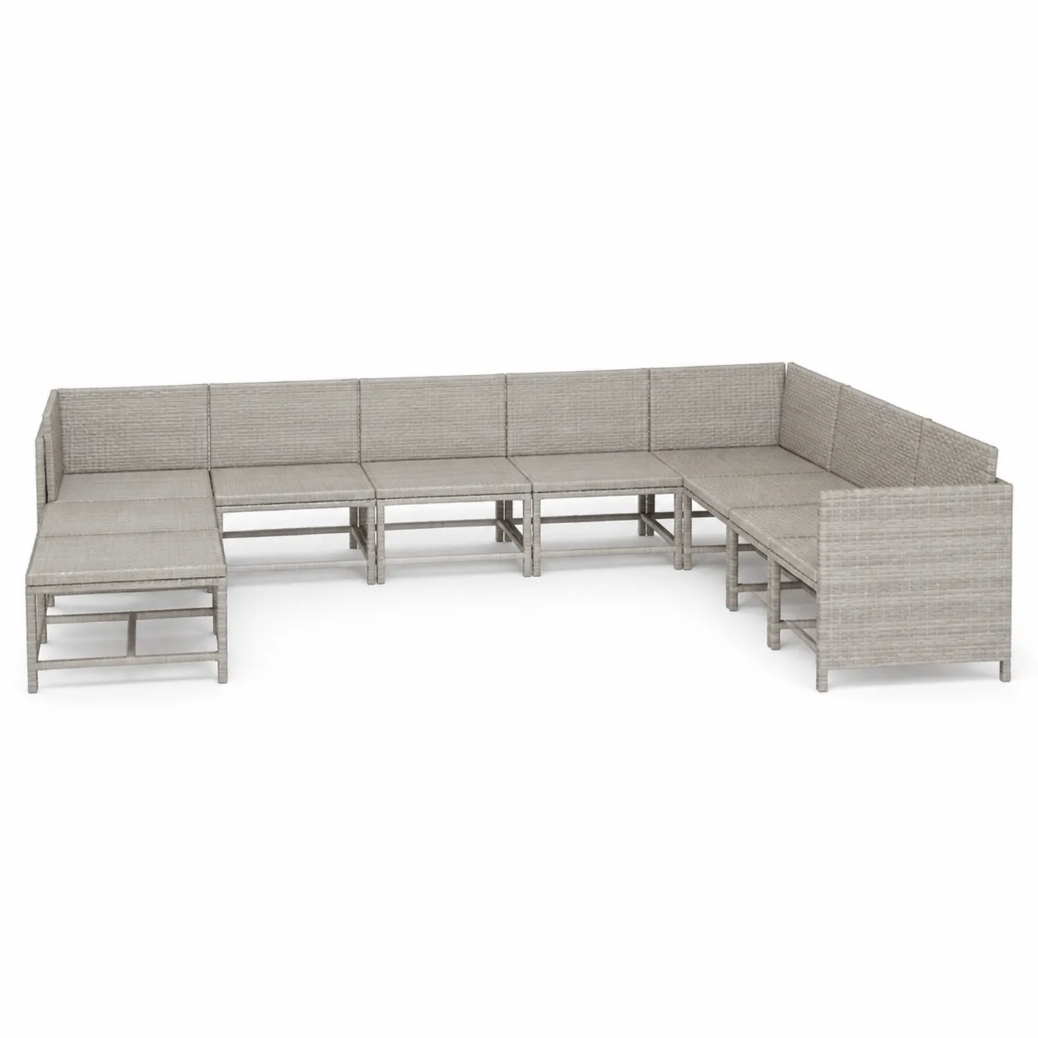 8-Sitzer Ecksofa Set aus Grau PE-Rattan