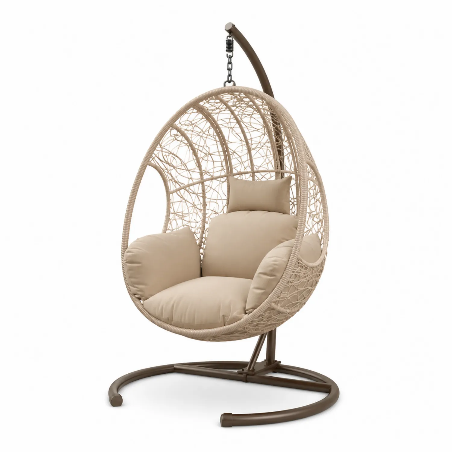 Hängesessel Ei-förmig Stahl Rattan Beige