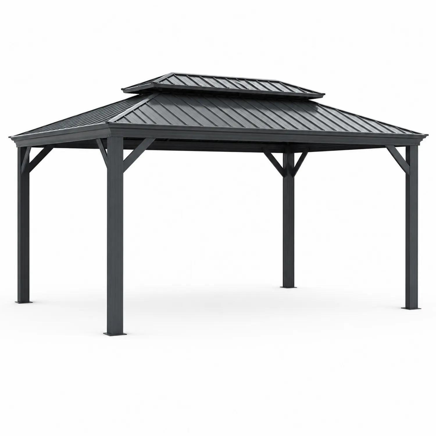 Aluminium und Stahl Pavillon mit Doppeldach 3x4m Anthrazit