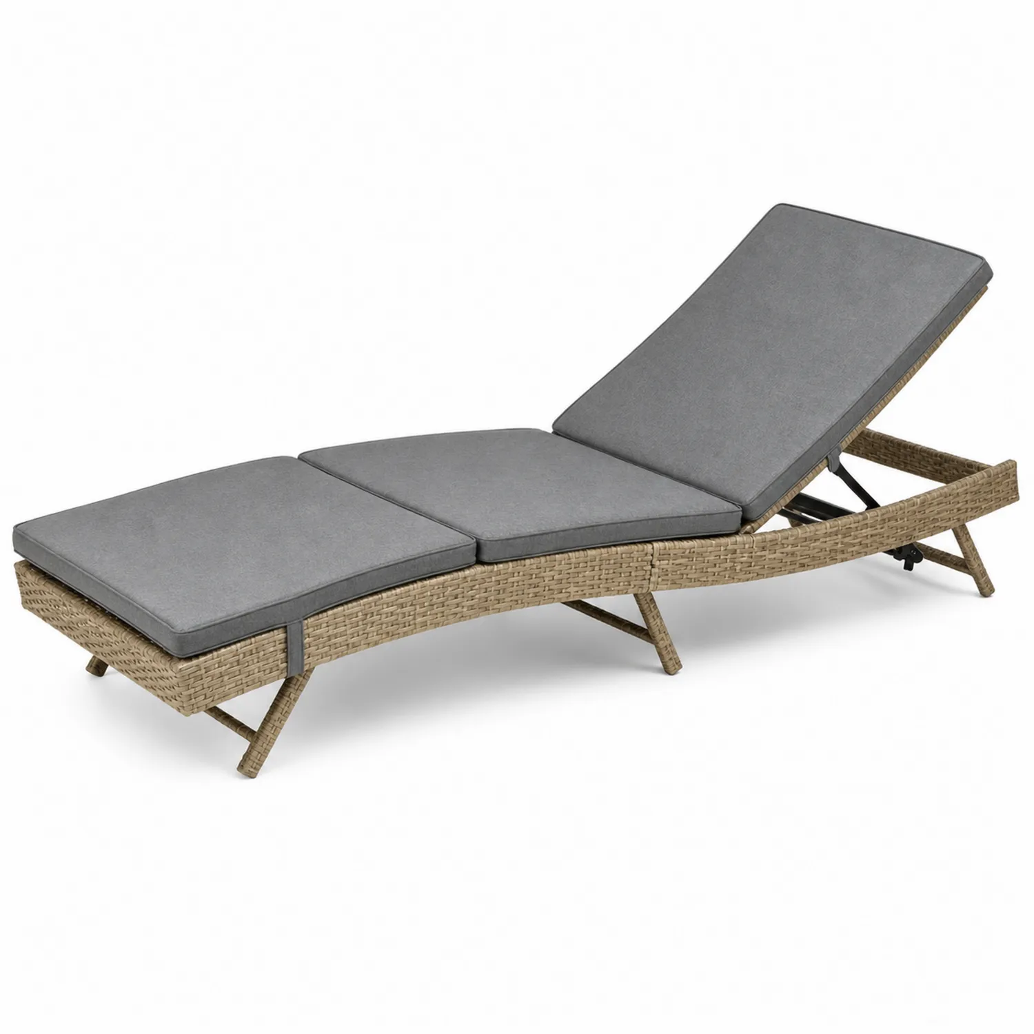 Gartenliege Rattan Verstellbar 200 cm x 70 cm x 35 cm Grau