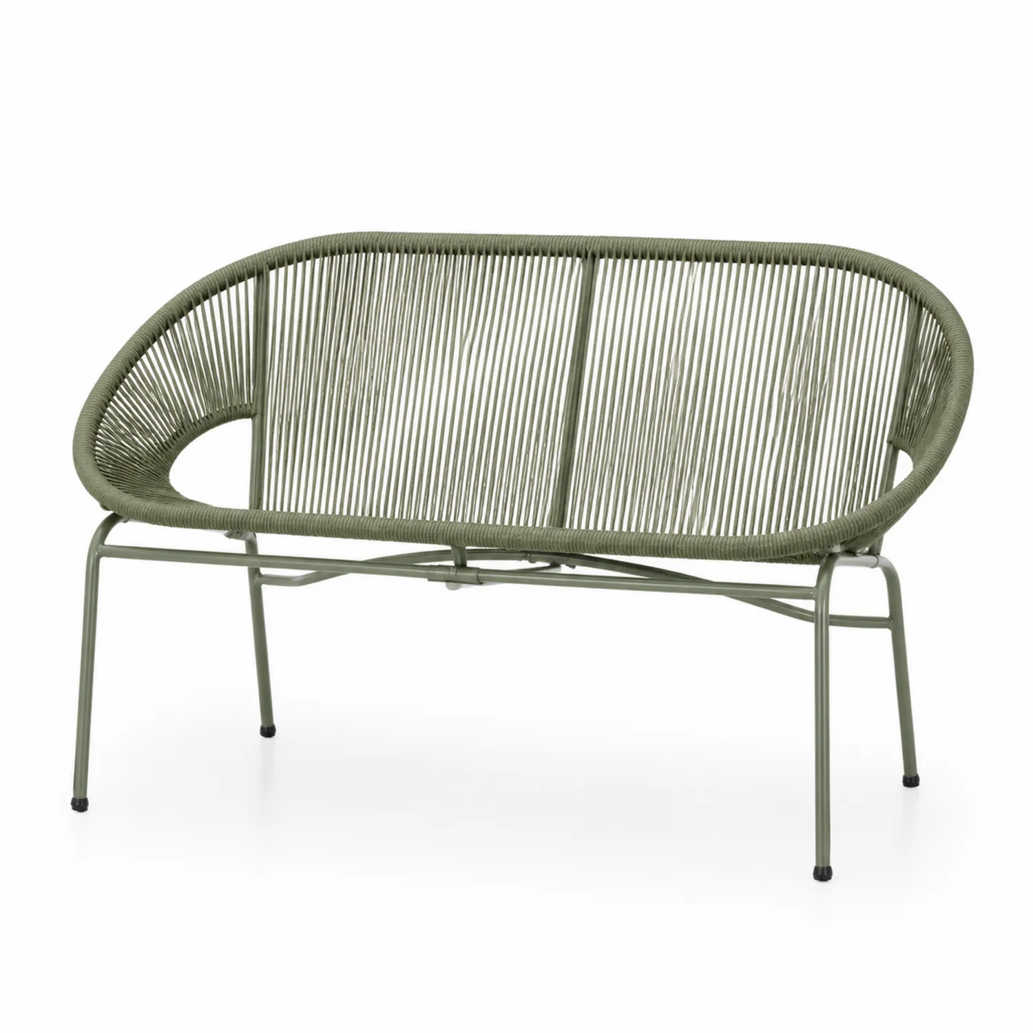 Gartenbank Oval Stahl mit Polyesterseil Grün 120 cm