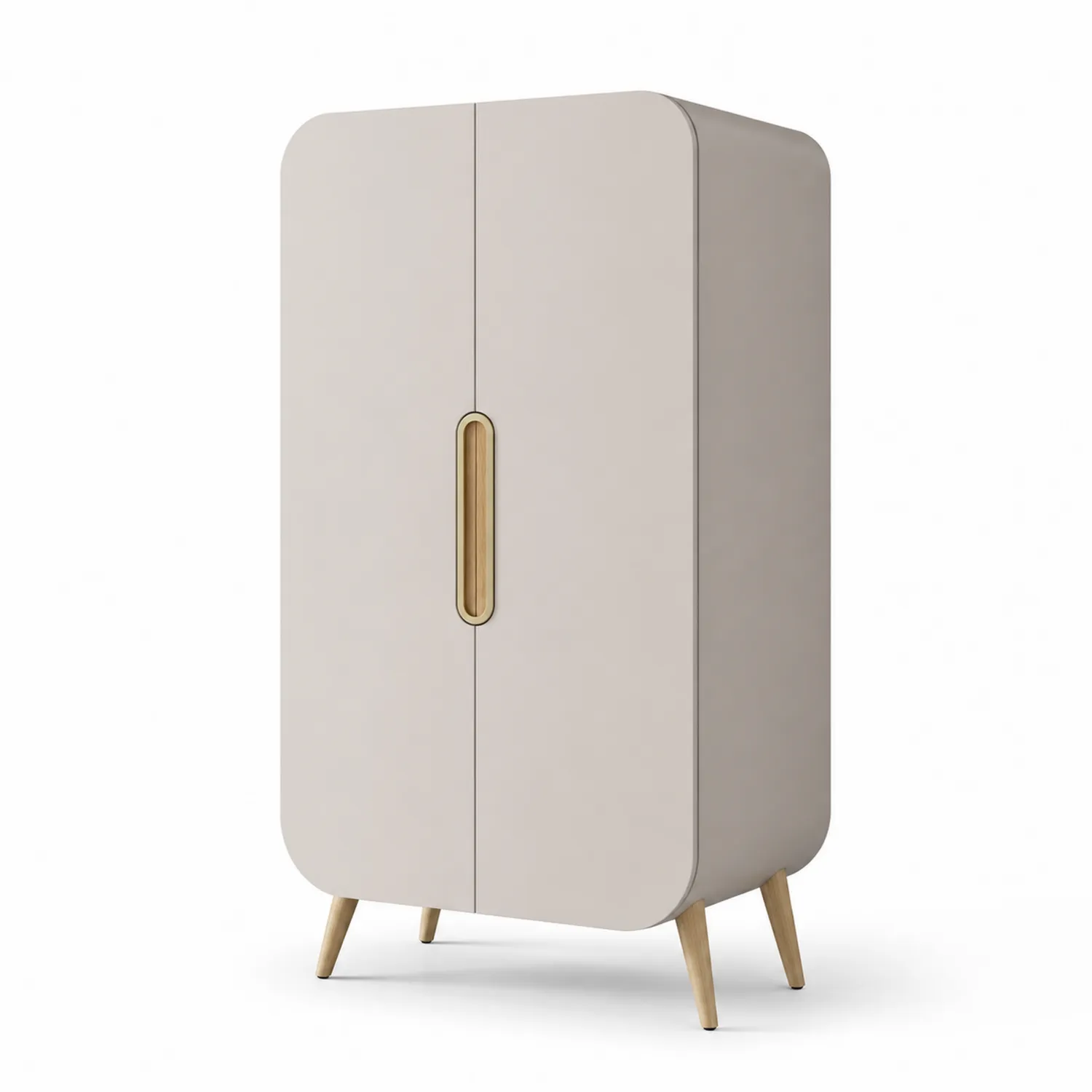 Garderobenschrank 2-türig MDF Holzbeine 180x80x50cm Beige