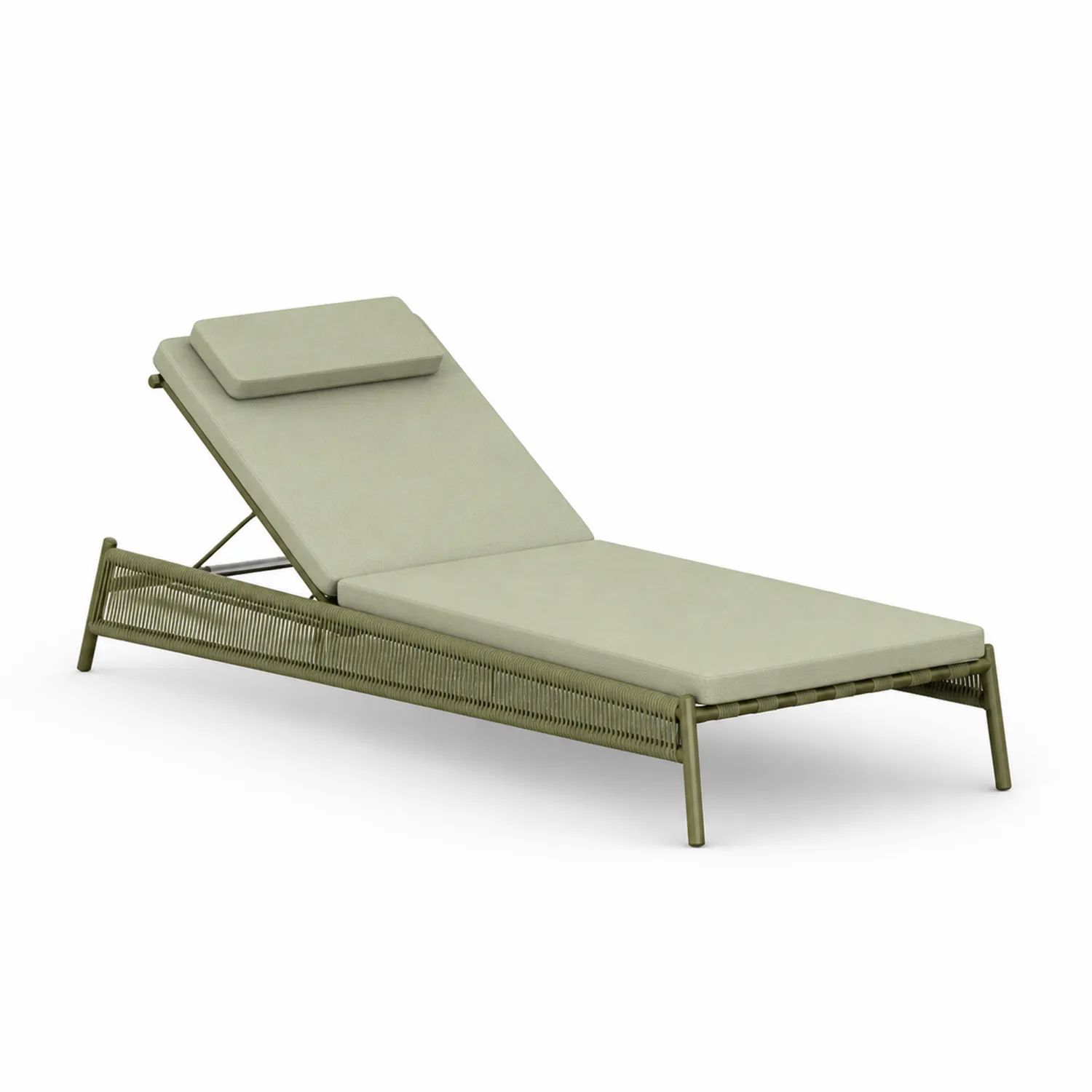 Verstellbare Gartenliege aus Rattan Beige mit Kissen