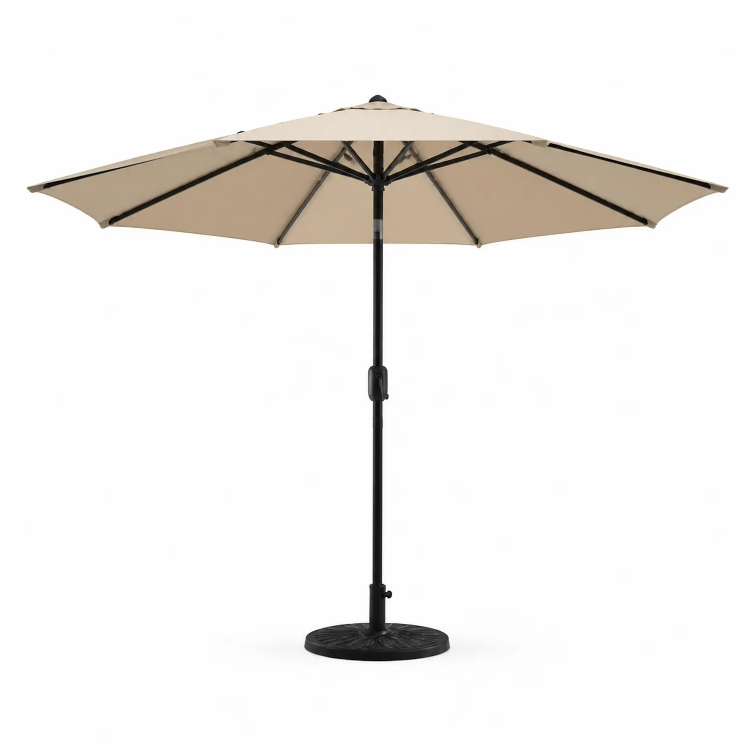 Runder Sonnenschirm 3m Stahlrahmen Polyester Beige